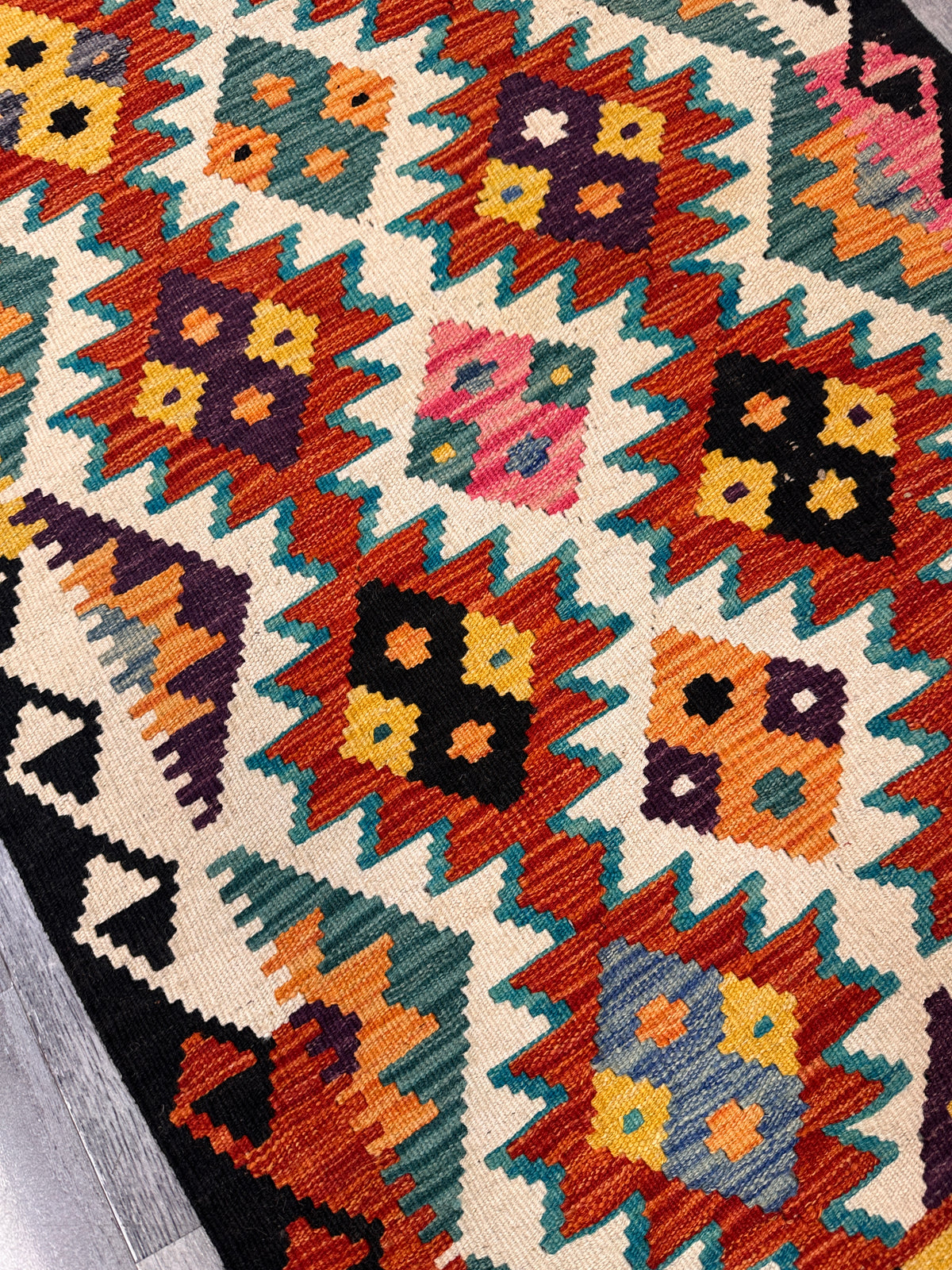 Afghan Kilim Rug 2'7" x 4'4", Hand-Woven Wool, No. 547P, view 3