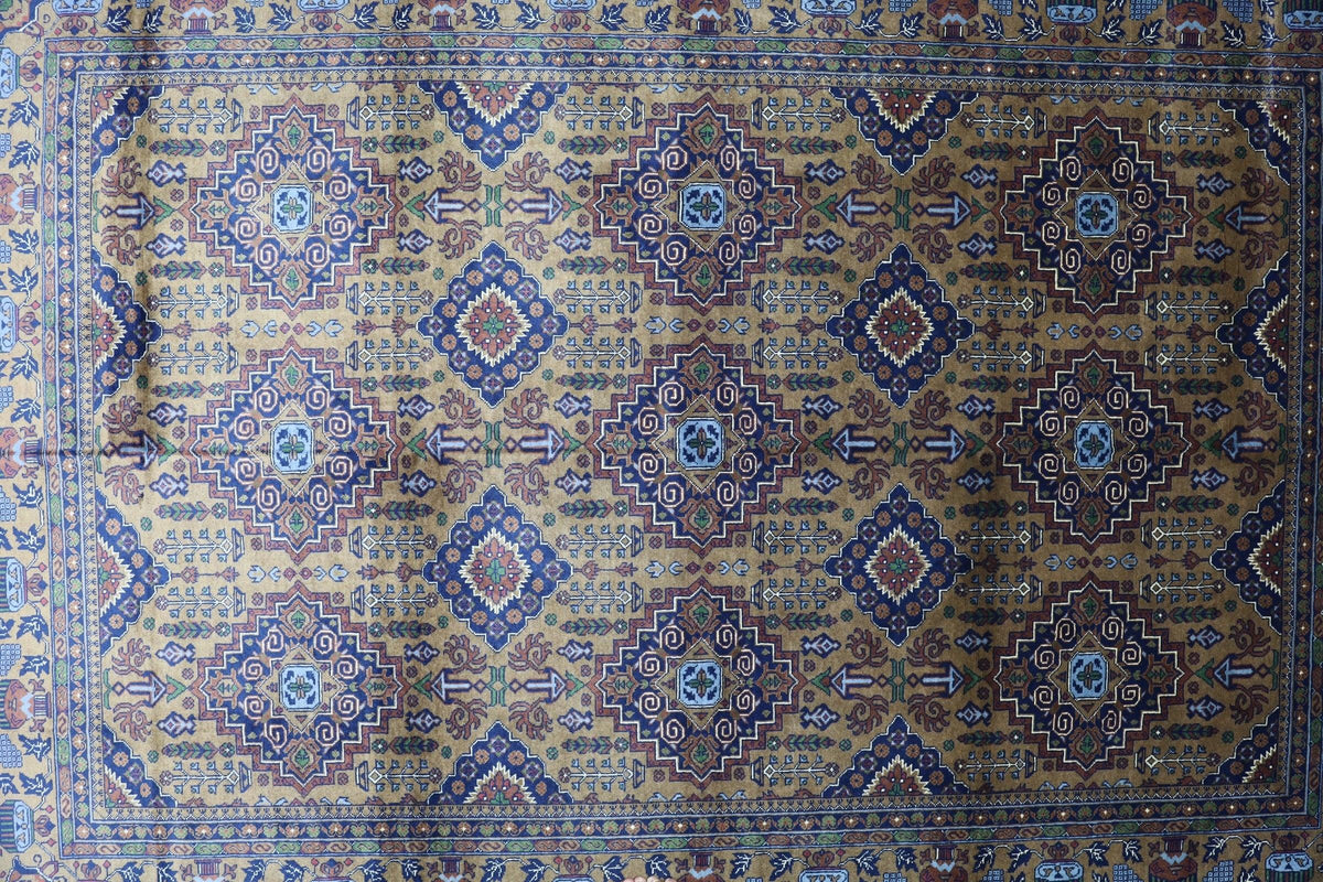 Afghan Zerkhaki Rug 6'7" x 9'7", Hand-Knotted Wool, Brown, view 4
