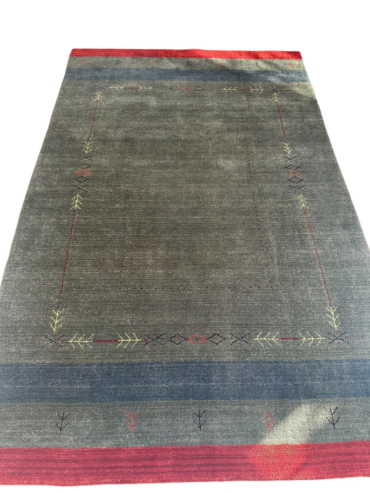 Indian Gabbeh Rug 5' x 8', Hand-Loomed Wool & Bamboo Silk, Blue