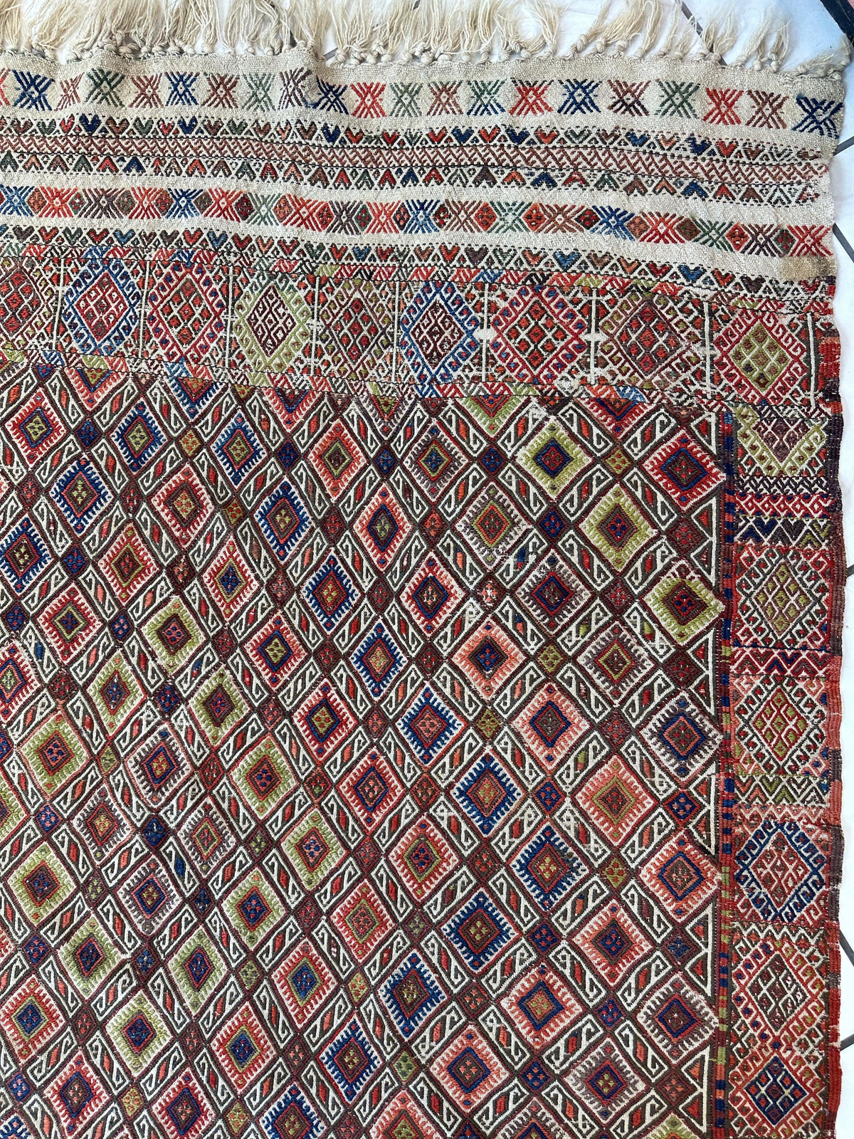 Antique Turkish Jajim Runner 5'5" x 14'5", Hand-Woven Wool, c. 1930, view 7