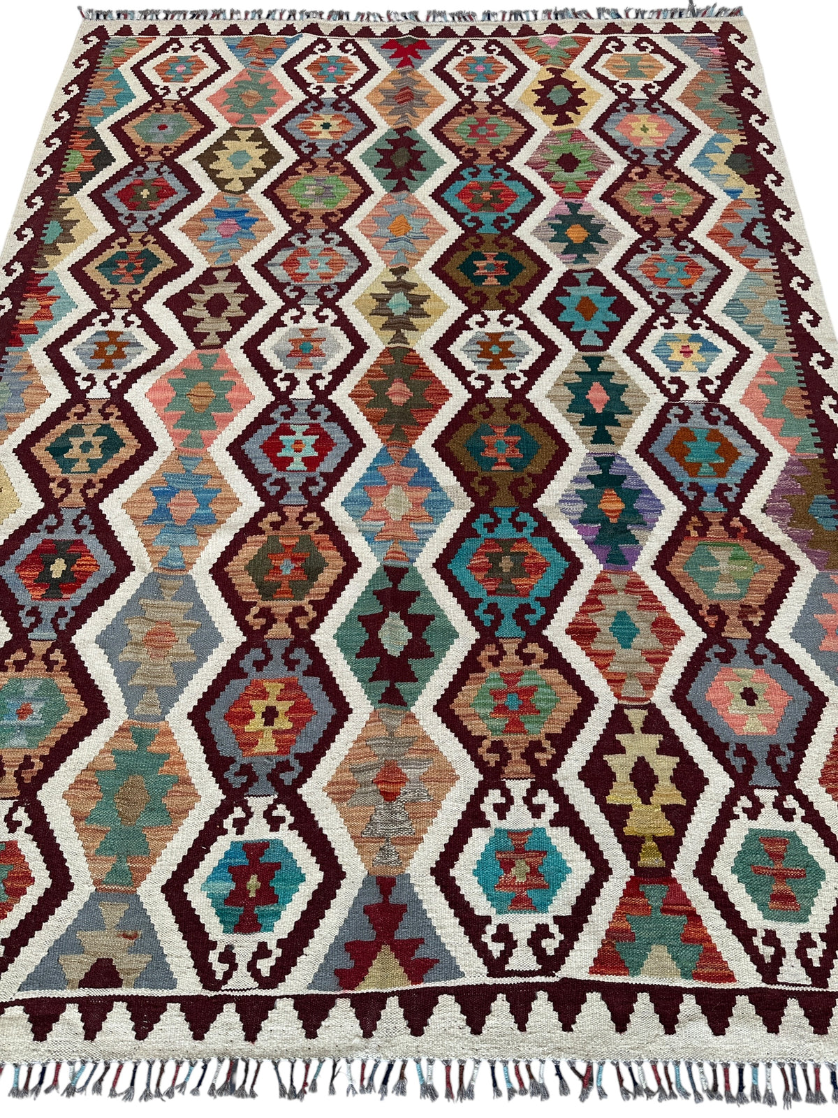 Afghan Maimana Kilim Rug 5'7" x 7'5", Hand-Woven Wool, view 2