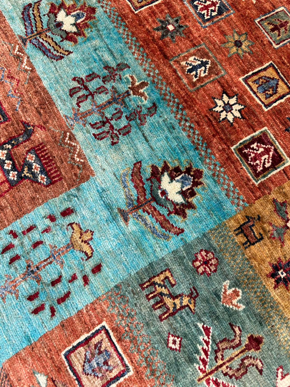 Afghan Gabbeh Rug 5'9" x 8'1", Hand-Knotted Ghazni Wool, Tree of Life, view 9
