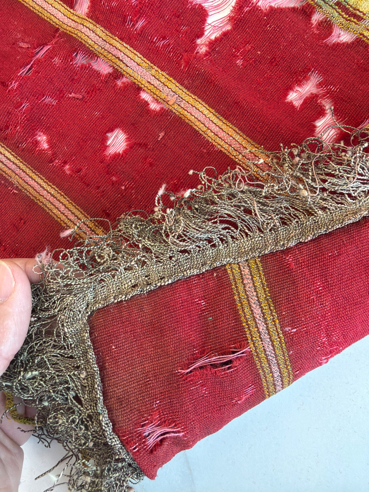Antique 1850 Ottoman Silk Ceremonial Textile – Handwoven Anatolian Flatweave Panel, view 4