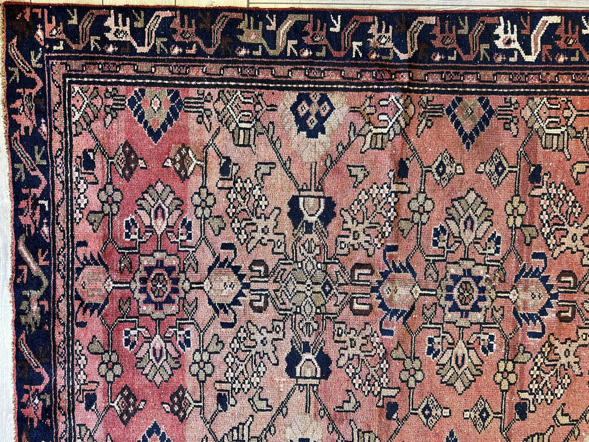 Vintage Persian Lilihan Rug 4'5" x 9'3", Hand-Knotted Wool, 1930s, view 6