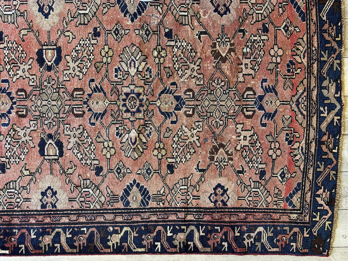 Vintage Persian Lilihan Rug 4'5" x 9'3", Hand-Knotted Wool, 1930s, view 9
