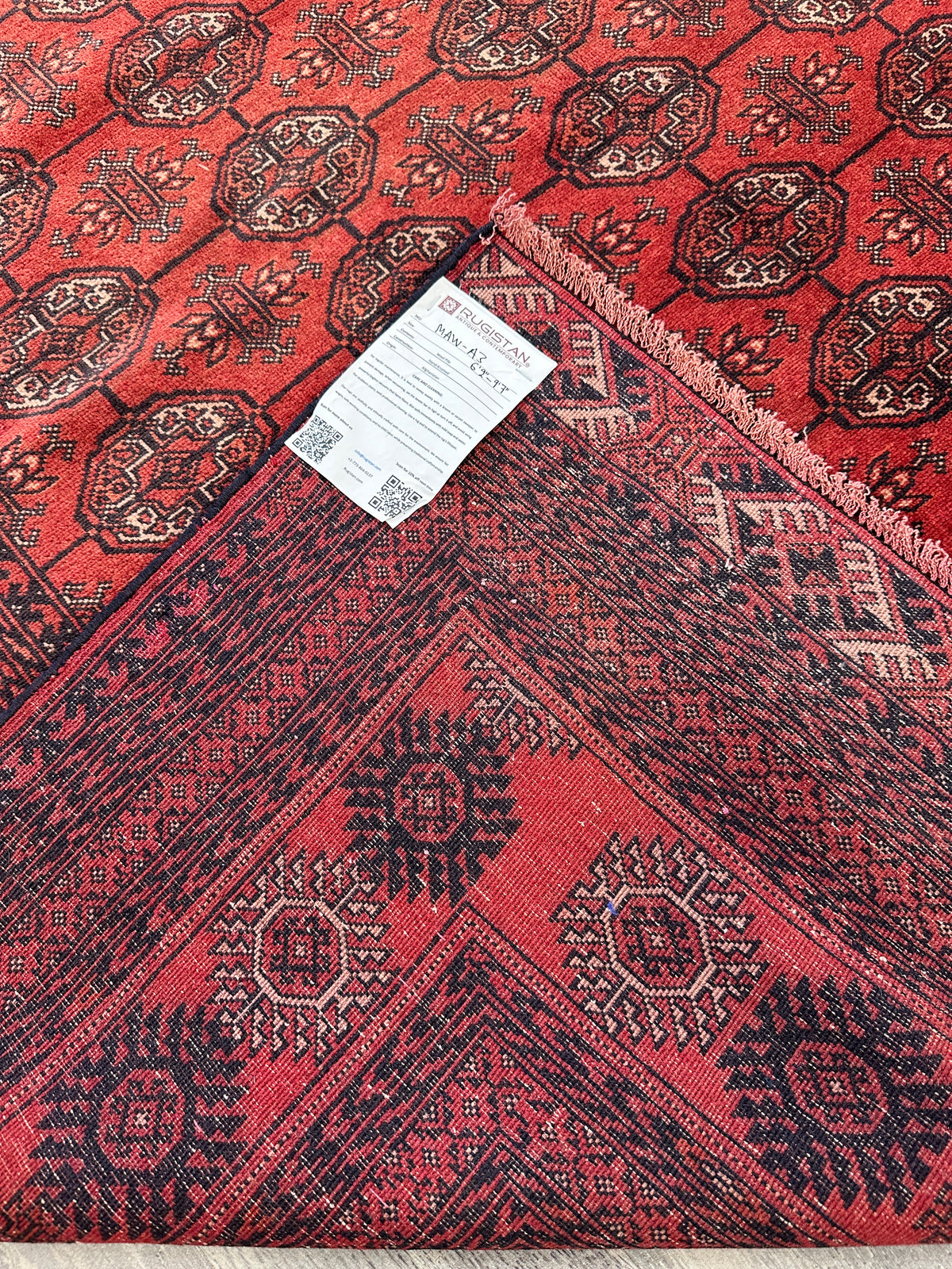 Afghan Mauri Rug 6x10, Rust, Black & Burgundy, Hand-Knotted Wool, view 5