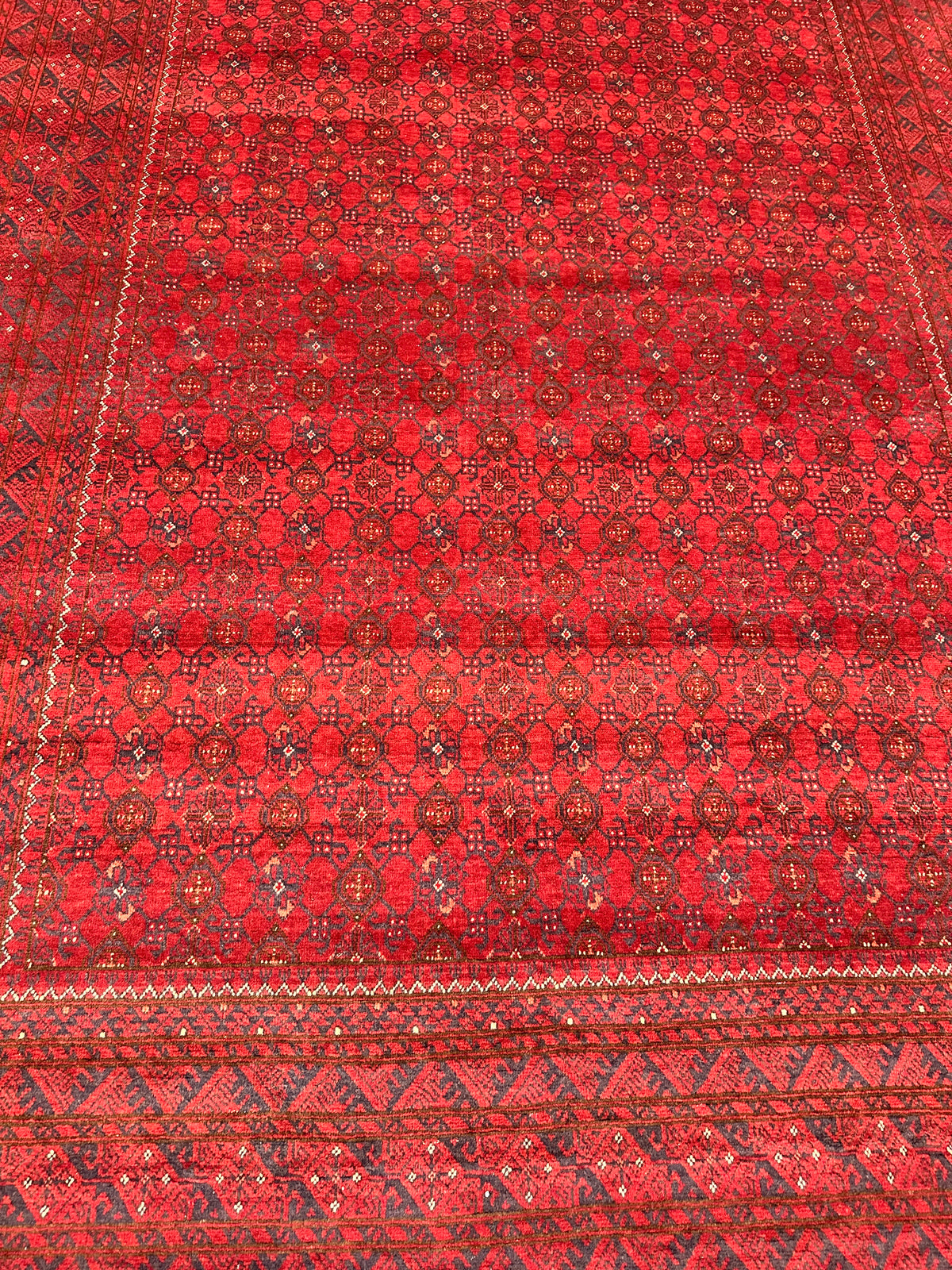 Afghan Beshir Rug 7x10, Red, Burgundy & Navy, Hand-Knotted Wool, view 6