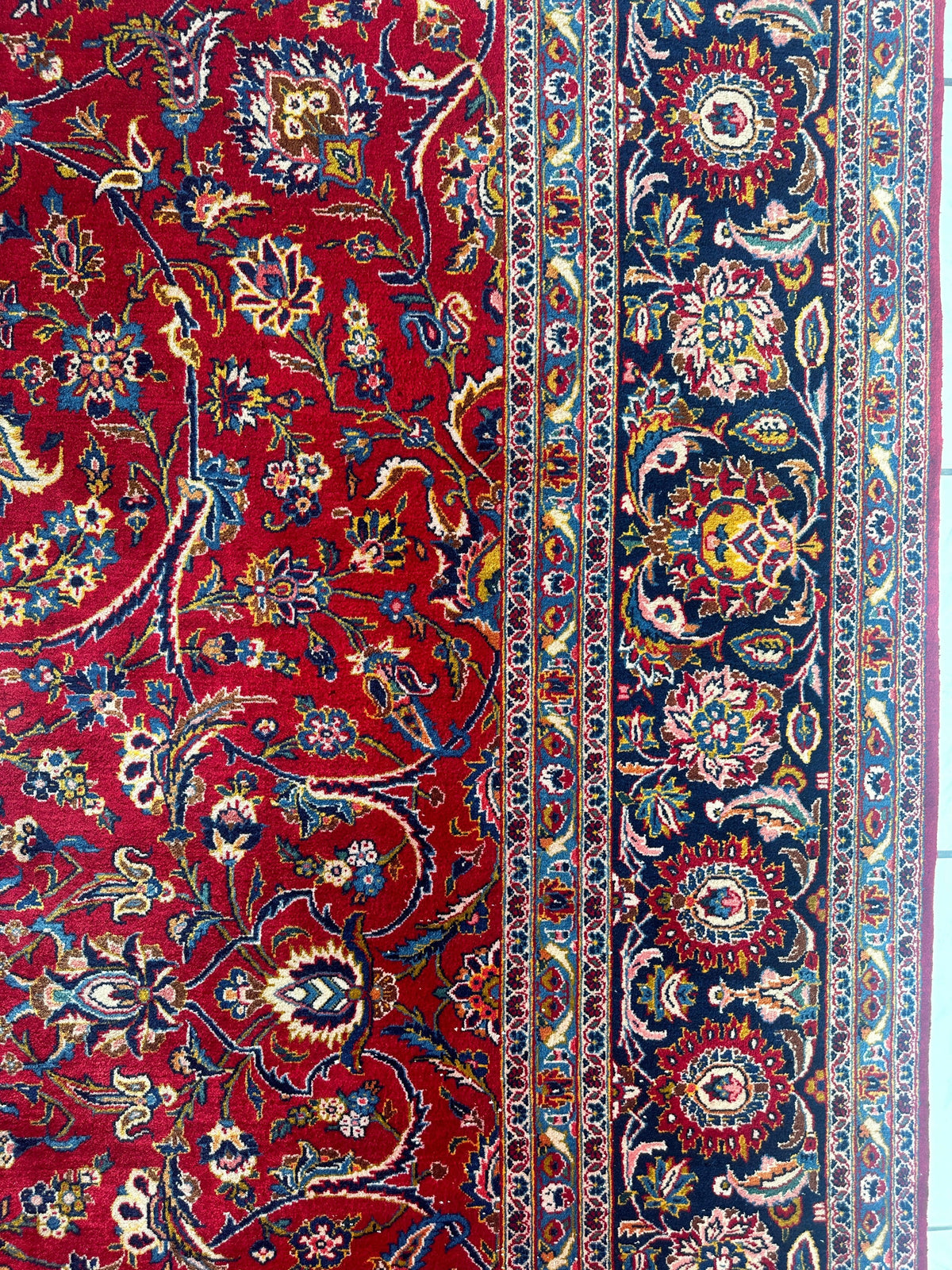 Incredible Persian Kashan All Over Wool Rug 10’2” x 14’, view 9
