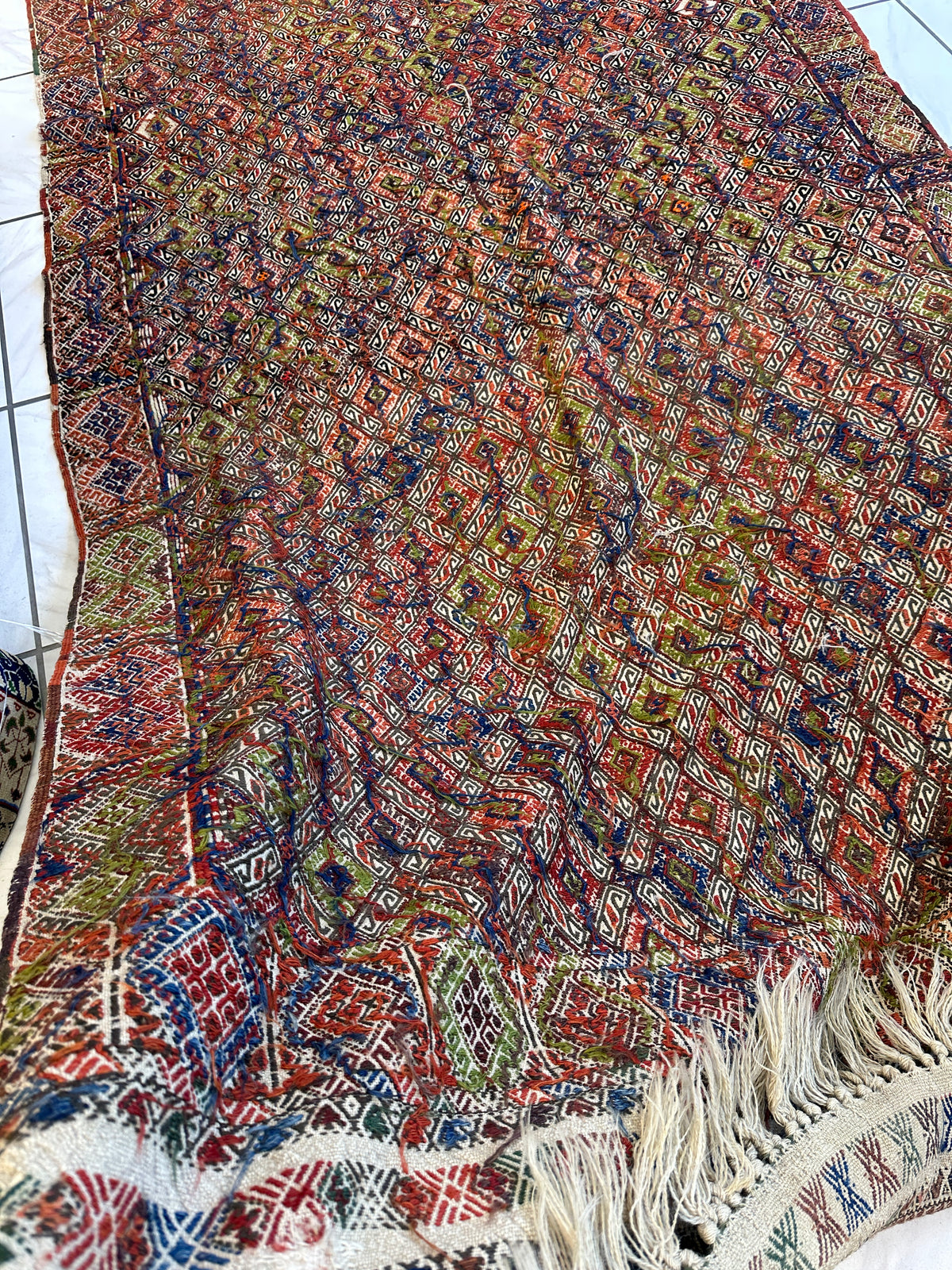 Antique Turkish Jajim Runner 5'5" x 14'5", Hand-Woven Wool, c. 1930, view 14