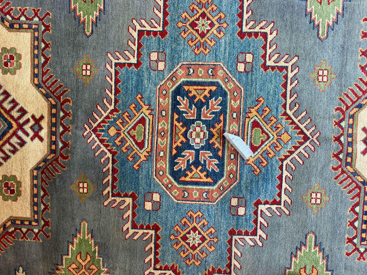 Hand-Knotted Afghani Kazak Wool Rug – 8’2″  x  9’10″