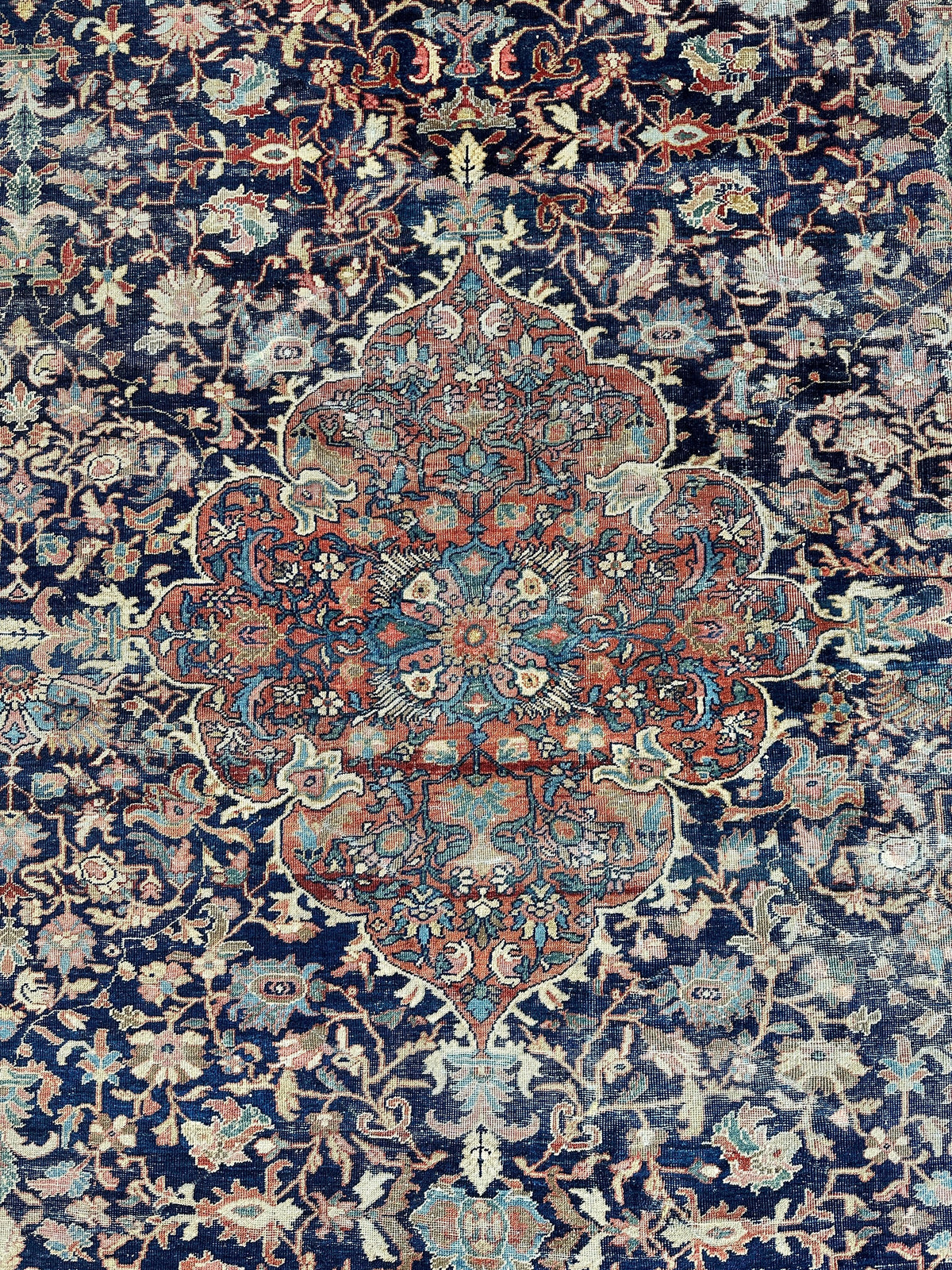 Antique Persian Mahal Rug 8'3" x 12', Hand-Knotted Wool, c. 1900, view 4
