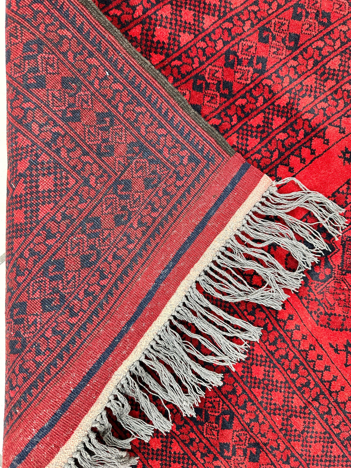 Afghan Ersari Rug 6'7" x 9'6", Hand-Knotted Wool, Red, view 5