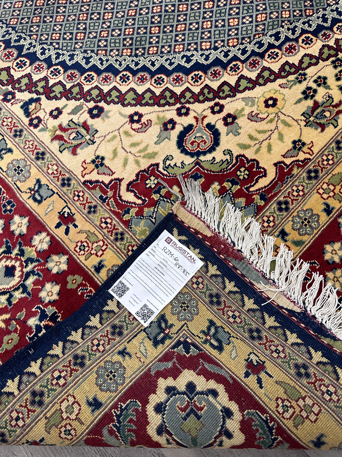 Afghan Tabriz Rug 8x12, Gray, Red & Ivory, Hand-Knotted Wool, view 12