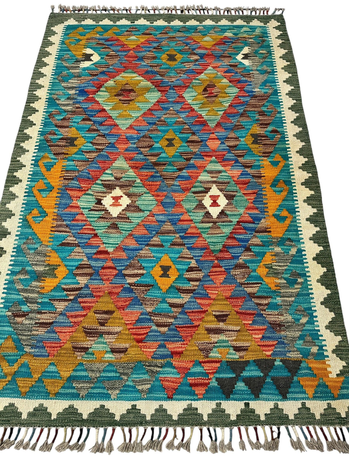 Afghan Maimana Kilim Rug 3'4" x 5', Hand-Woven Wool, view 3