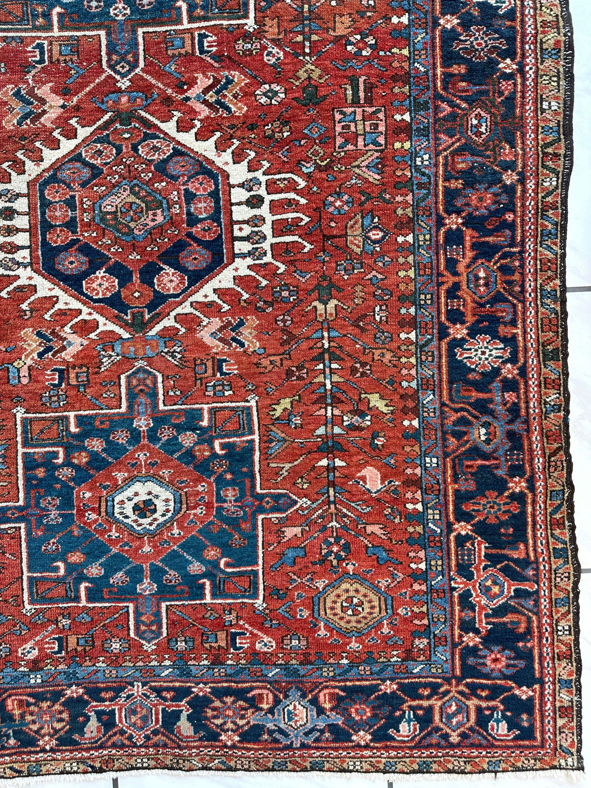 Antique Persian Karaja Rug 4'9" x 6', Hand-Knotted Wool, c. 1900, view 15