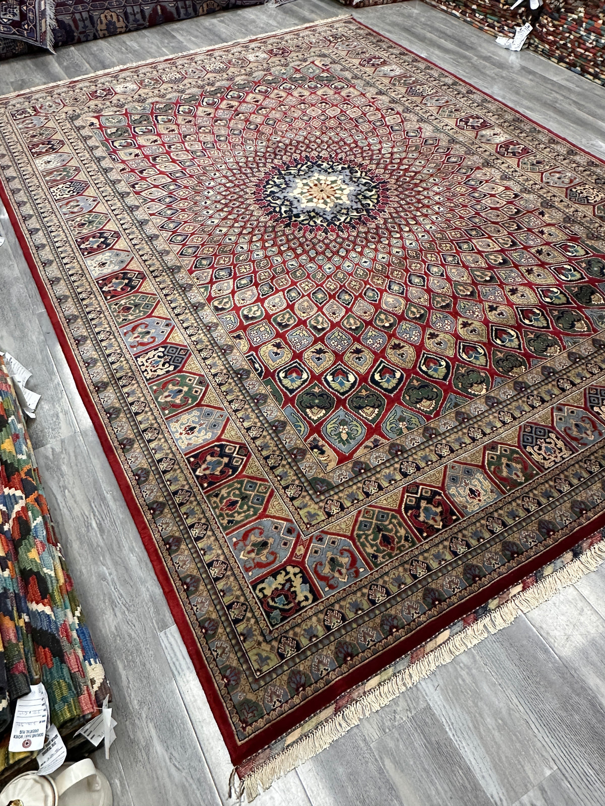 Afghan Rug 8x11, Red, Beige & Light Blue, Hand-Knotted Wool, view 5