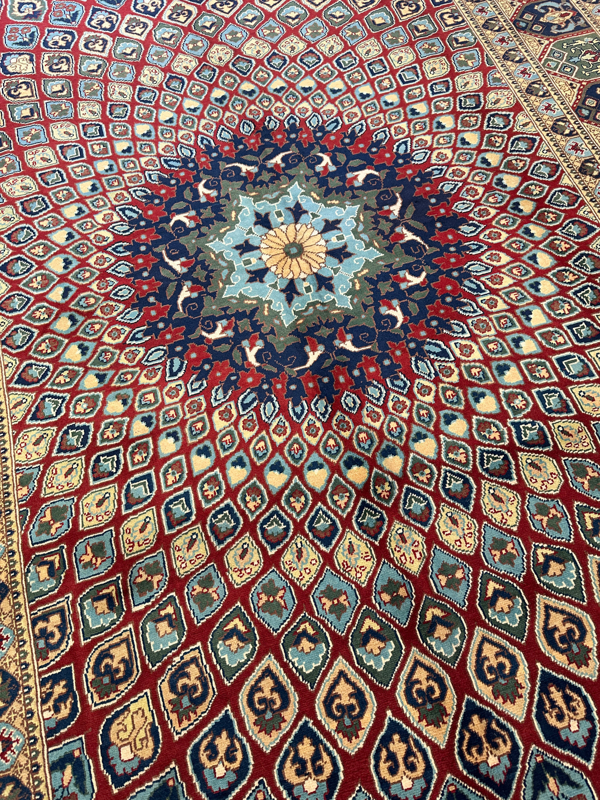 Afghan Rug 7x10, Red, Beige & Light Blue, Hand-Knotted Wool, view 5
