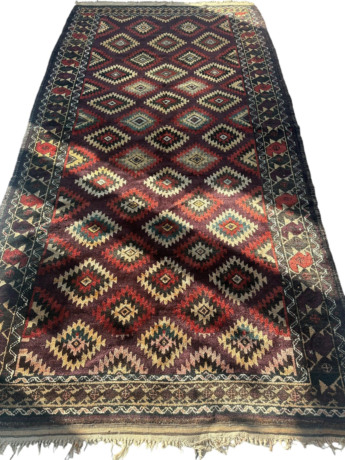 Antique Afghan Baluch Rug 4'5" x 8'6", Hand-Knotted Wool, c. 1900, view 4