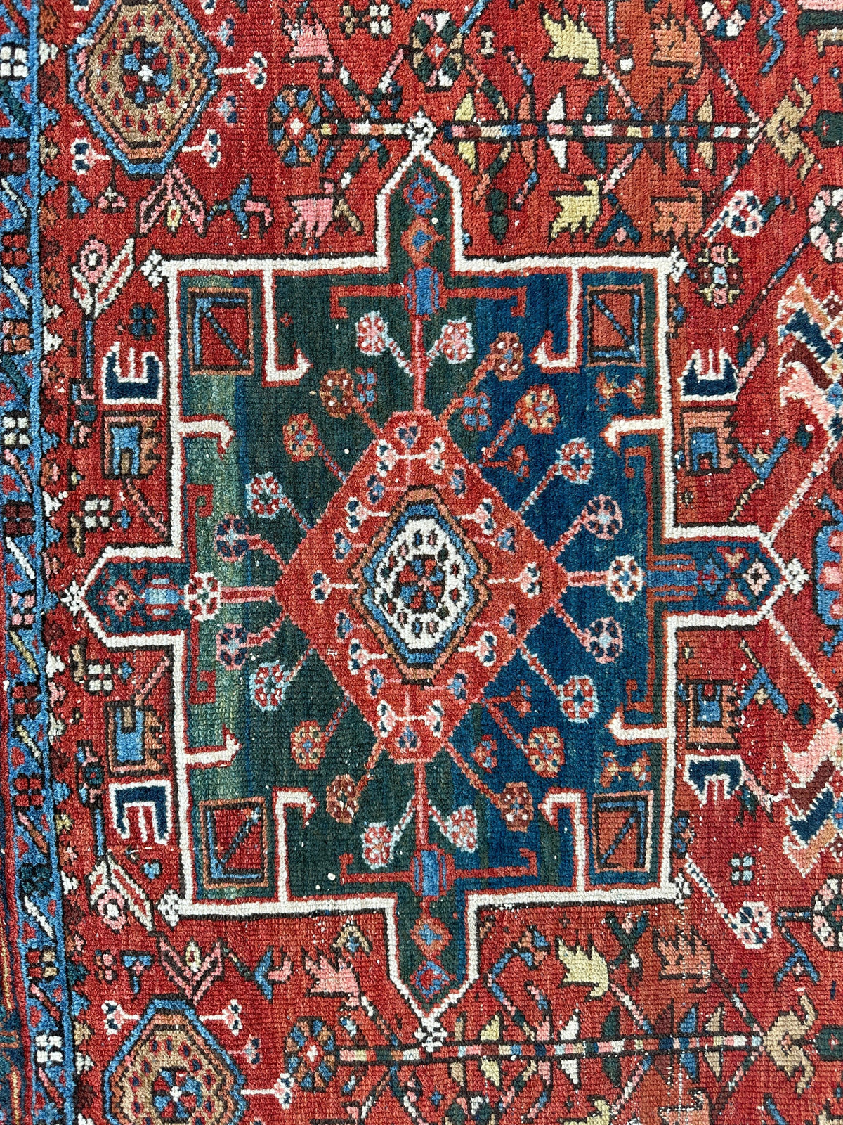 Antique Persian Karaja Rug 4'9" x 6', Hand-Knotted Wool, c. 1900, view 6