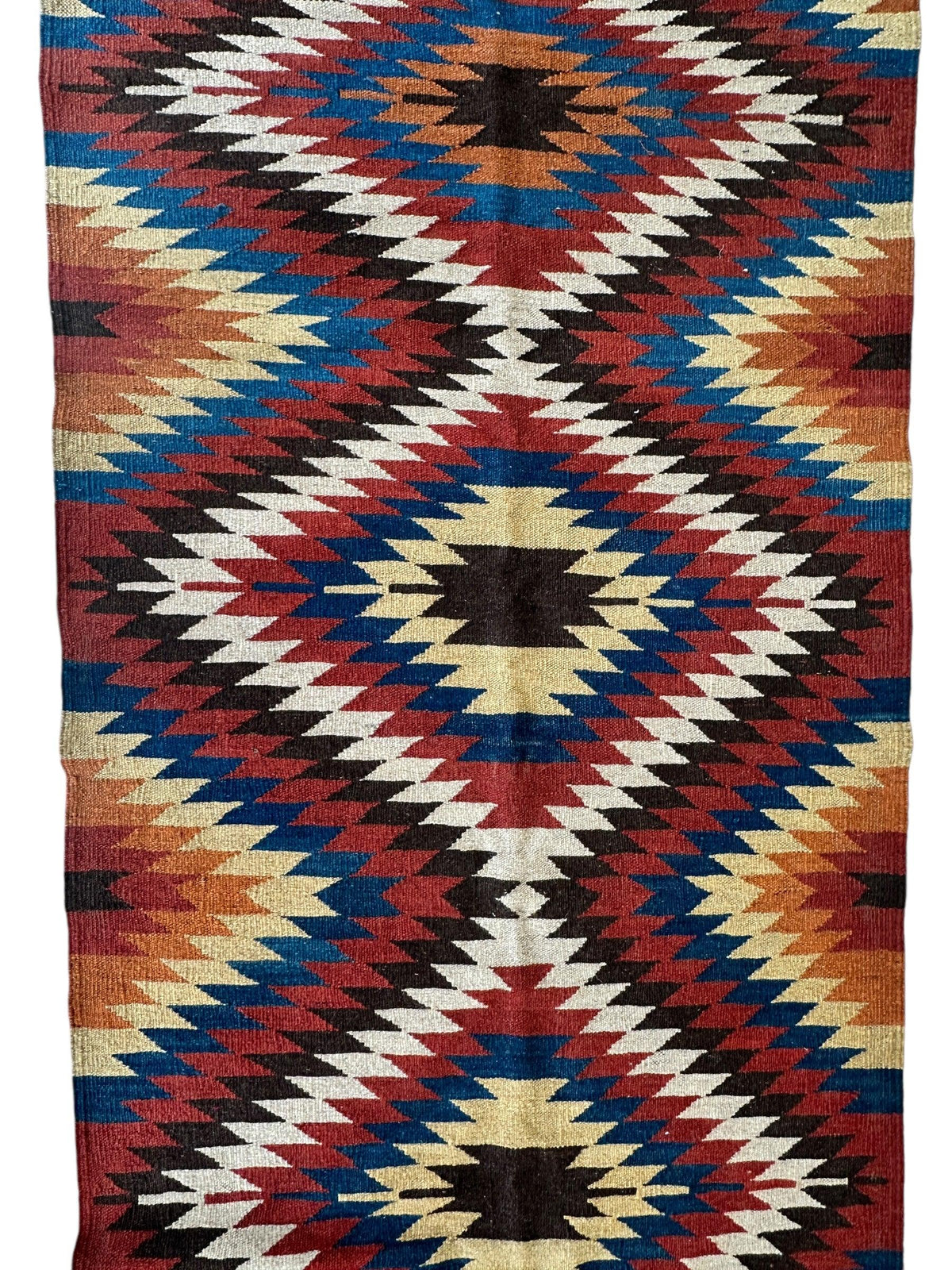 Vintage Afghan Kilim Runner 2'8" x 12'4", Hand-Woven Wool, Blue, view 5
