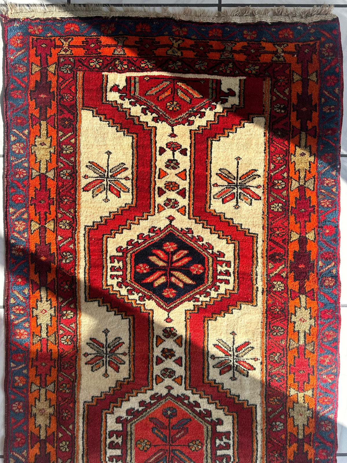 Vintage Persian Meshkin Runner 3'6" x 9'10", Hand-Knotted Wool, 1950s, view 4