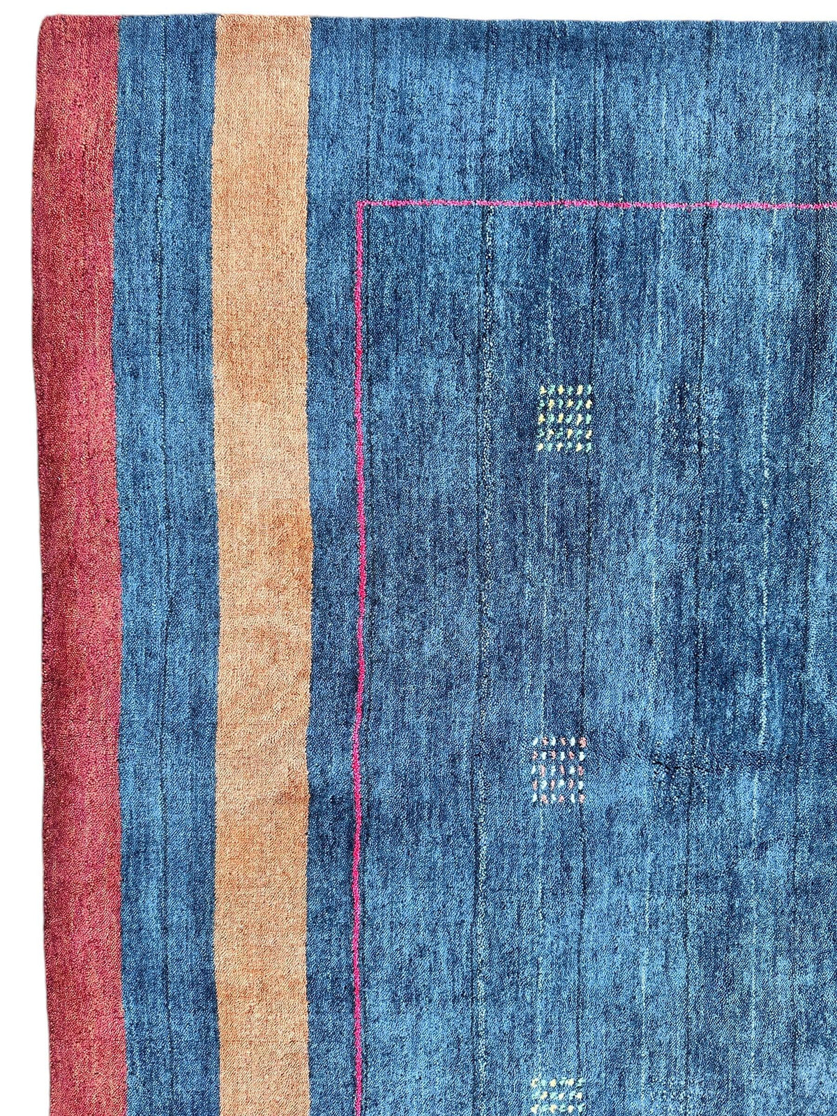 Indian Gabbeh Rug 4'11" x 6'9", Hand-Loomed Wool & Bamboo Silk, Blue, view 4