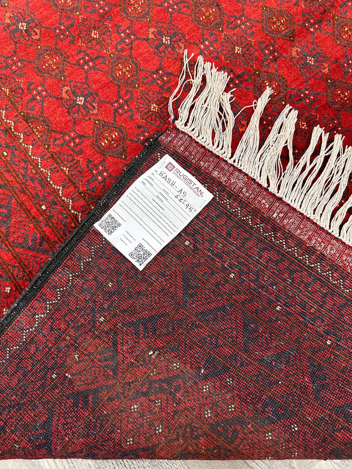 Afghan Beshir Rug 7x10, Red, Burgundy & Navy, Hand-Knotted Wool, view 8