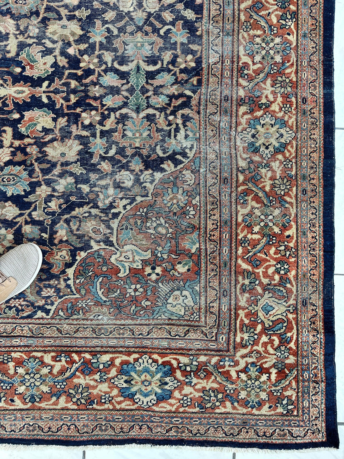 Antique Persian Mahal Rug 8'3" x 12', Hand-Knotted Wool, c. 1900, view 5