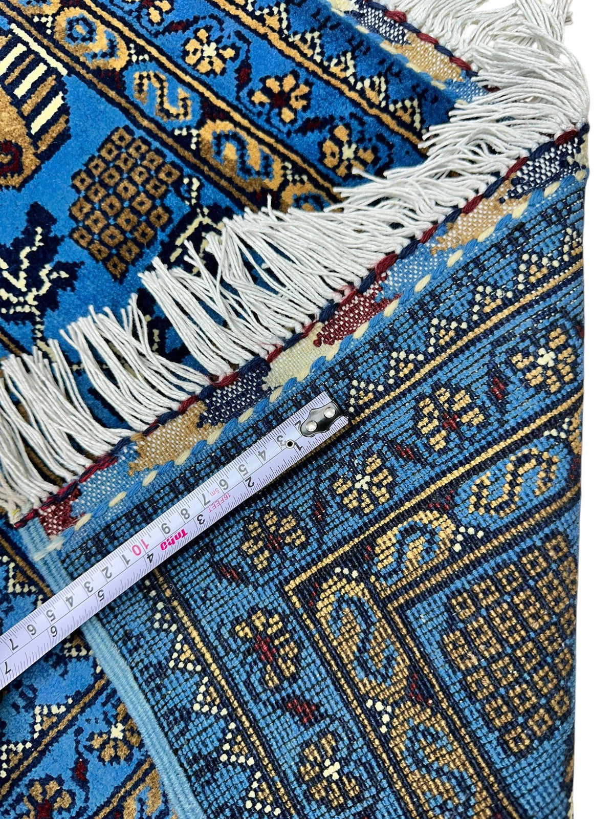 Afghan Zerkhaki Rug 6'6" x 10', Hand-Knotted Wool, Blue, view 7