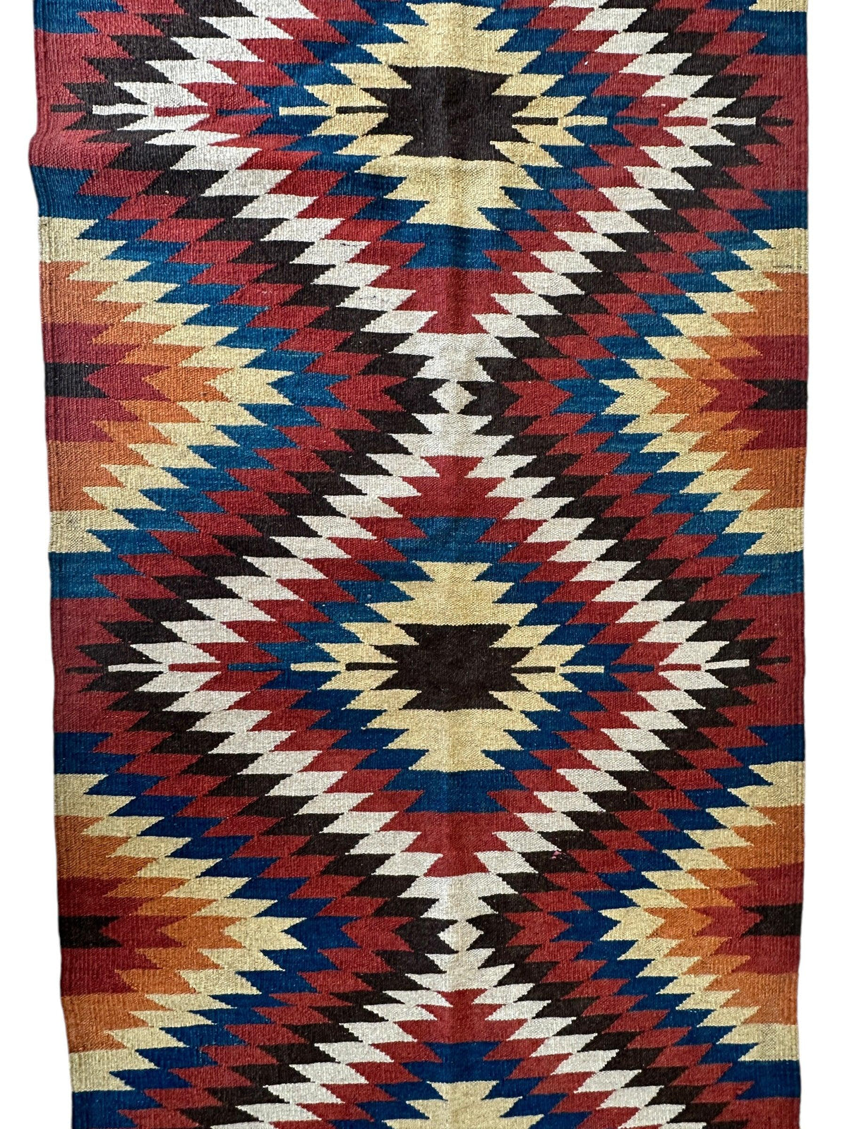 Vintage Afghan Kilim Runner 2'8" x 12'4", Hand-Woven Wool, Blue, view 4