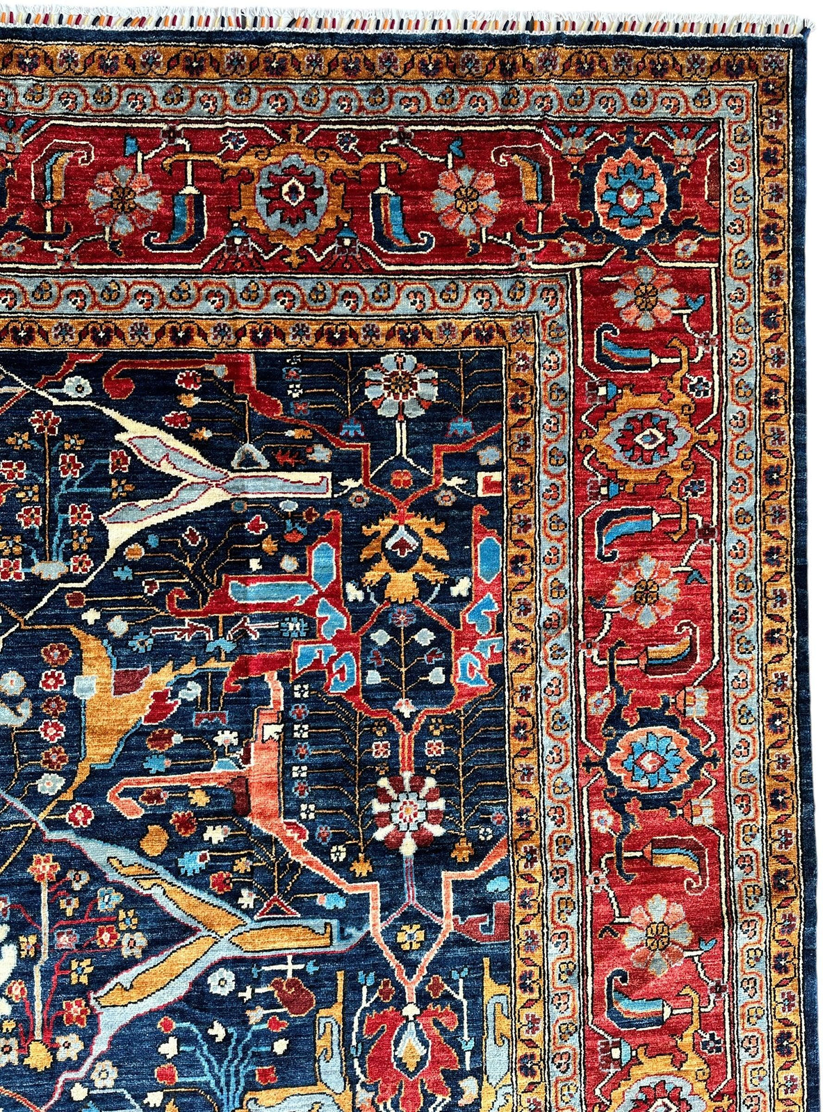 Afghan Bidjar Rug 9' x 12', Hand-Knotted Wool, Blue, Gold & Ivory, view 8