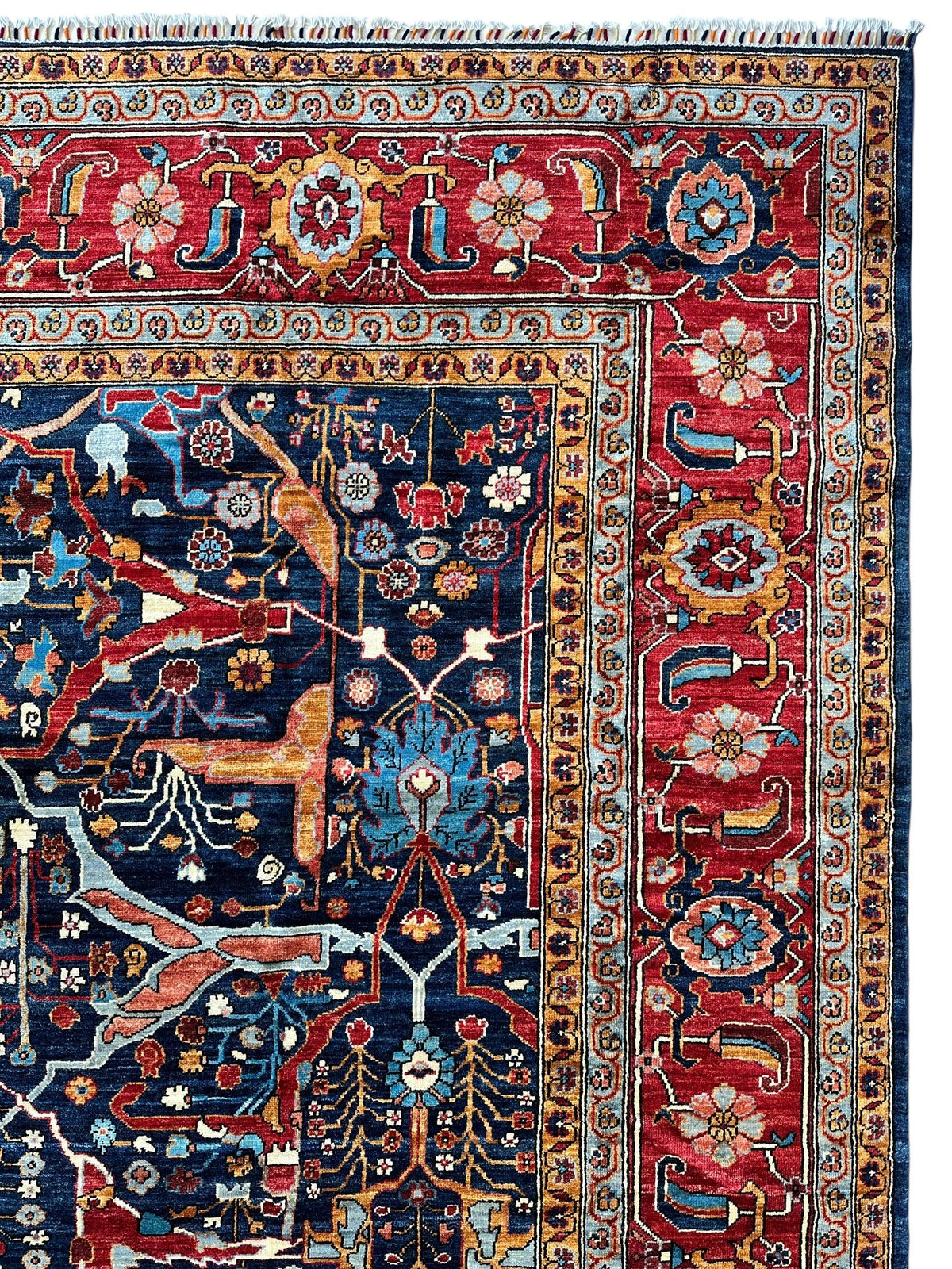 Afghan Bidjar Rug 9' x 12', Hand-Knotted Wool, Blue, Gold & Ivory, view 11