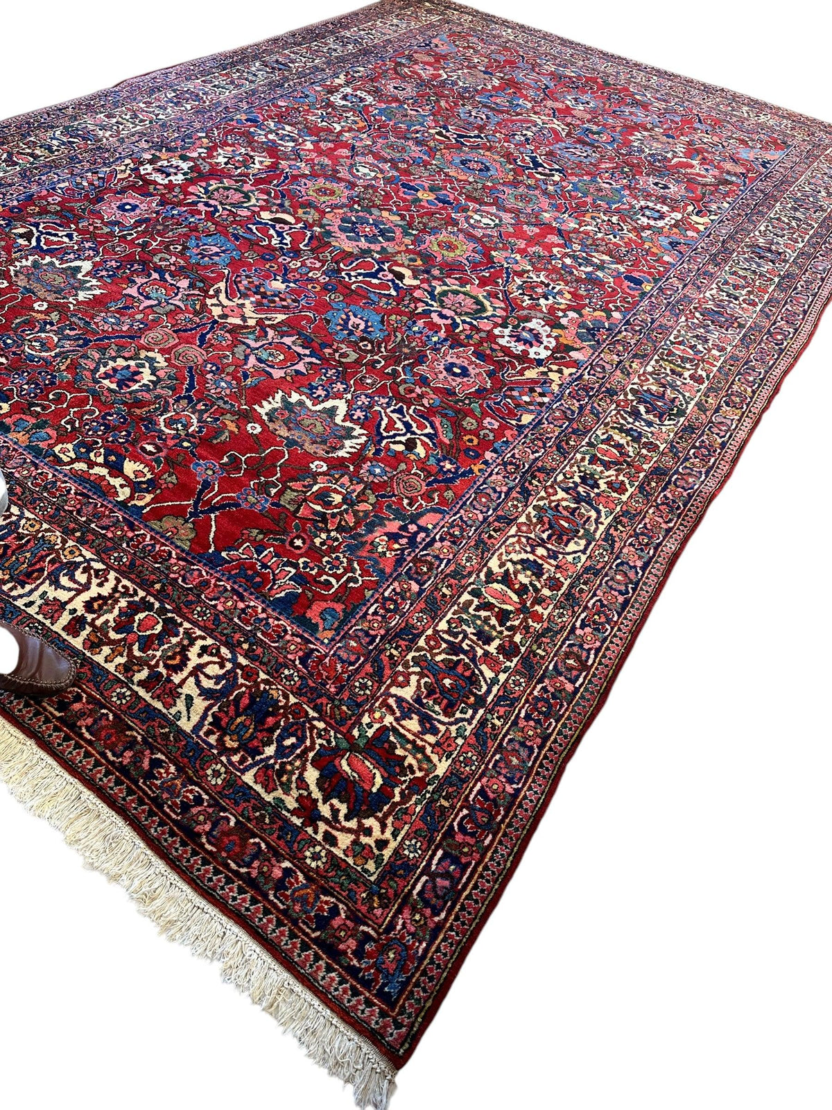 Antique Persian Bakhtiari Rug 8'6" x 13'2", Hand-Knotted Wool, c. 1900, view 4