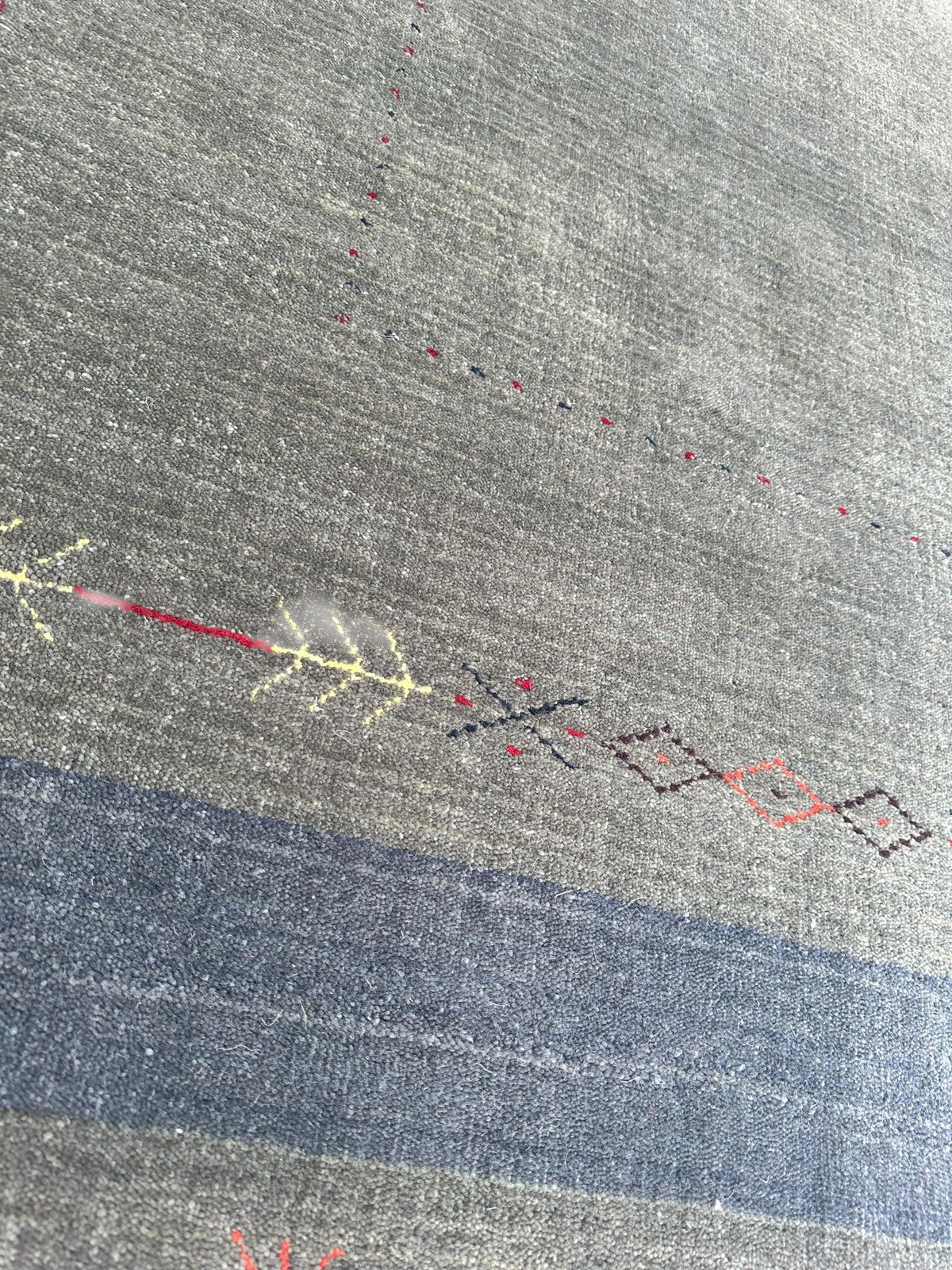 Indian Gabbeh Rug 5' x 8', Hand-Loomed Wool & Bamboo Silk, Blue, view 2