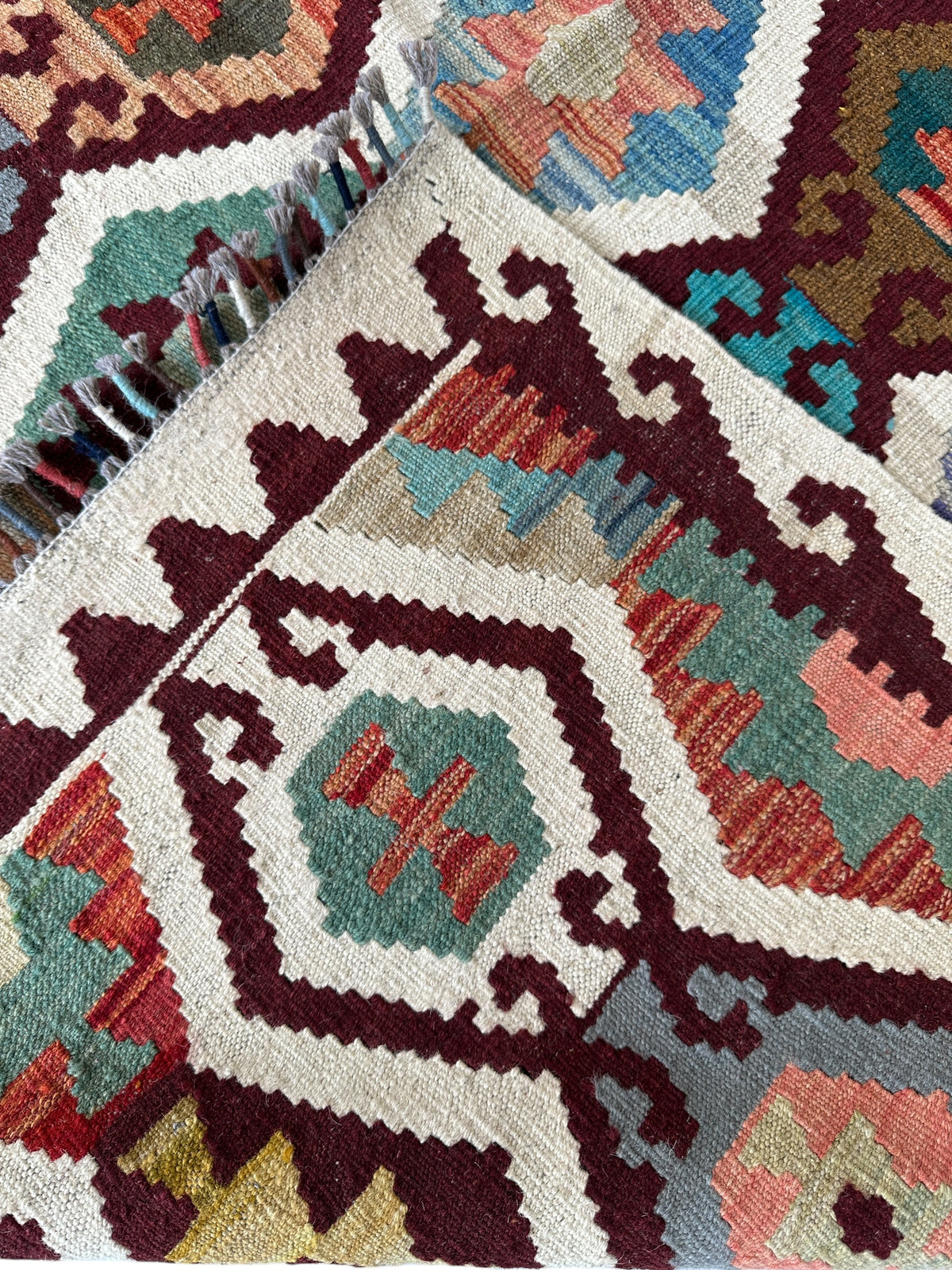 Afghan Maimana Kilim Rug 5'7" x 7'5", Hand-Woven Wool, view 4