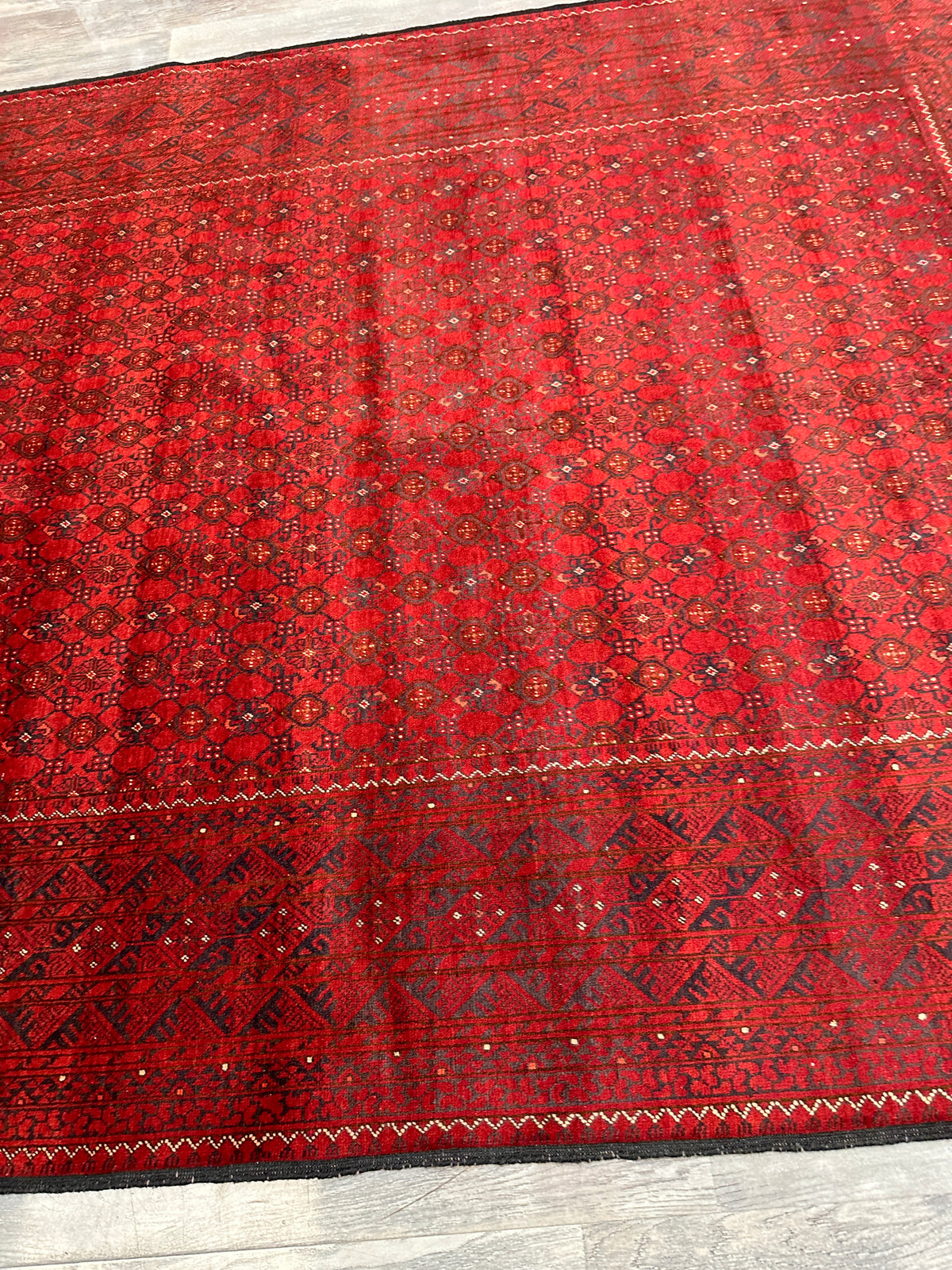 Afghan Beshir Rug 7x10, Red, Burgundy & Navy, Hand-Knotted Wool, view 7