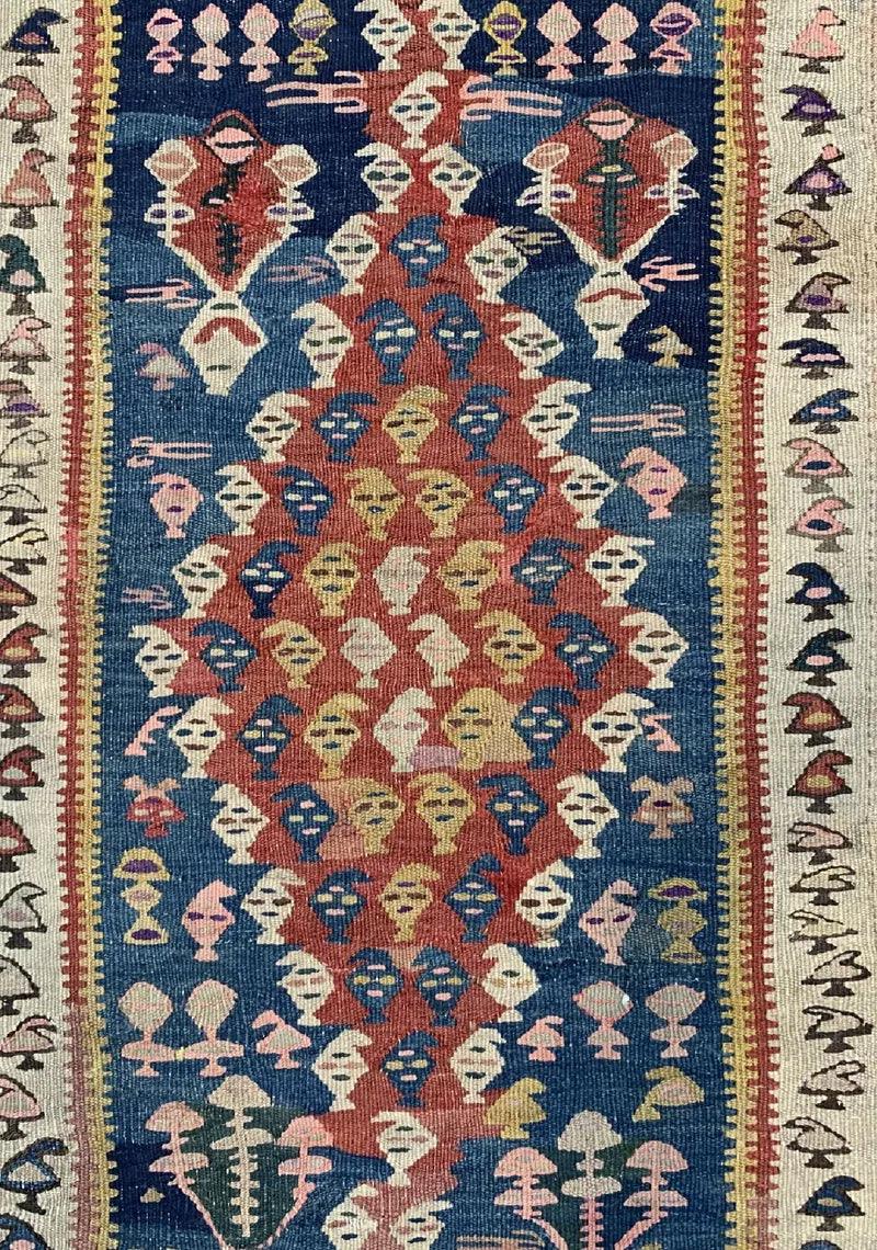Antique Persian Bidjar Kilim Runner 3'8" x 10'10", Hand-Woven Wool, view 3