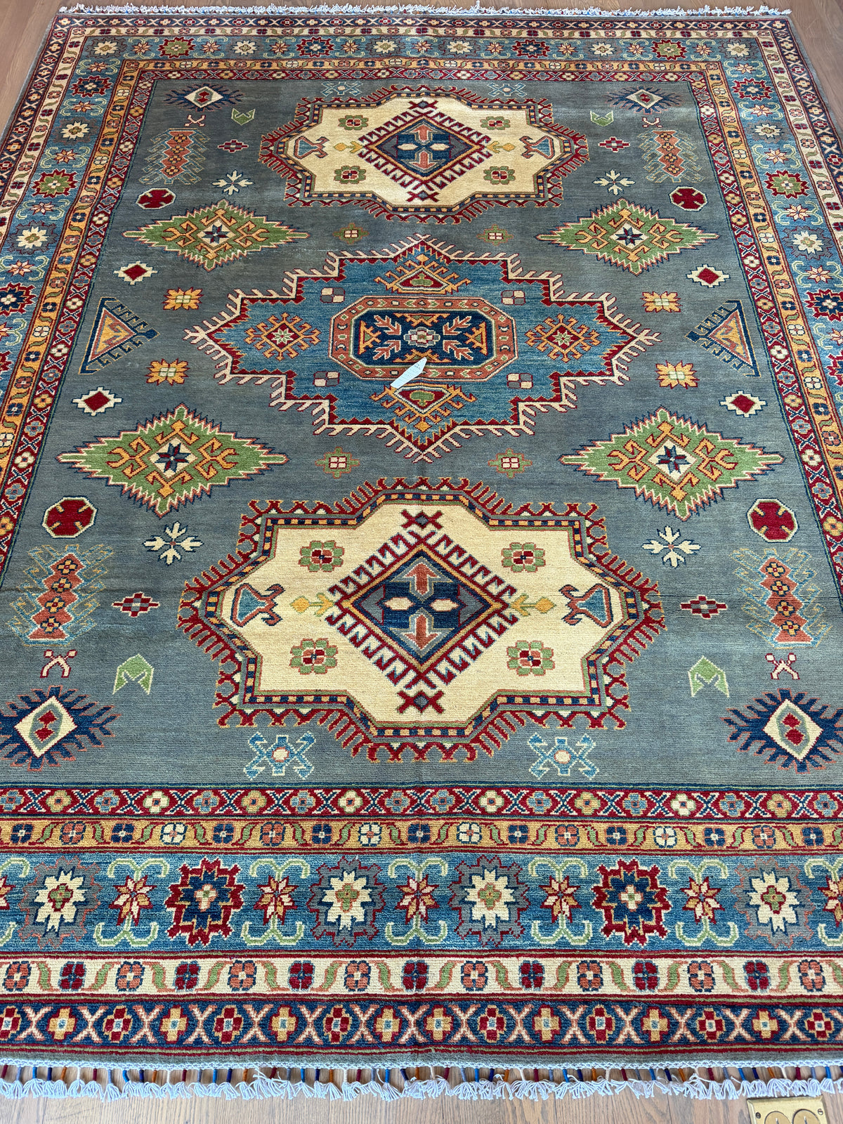 Hand-Knotted Afghani Kazak Wool Rug – 8’2″  x  9’10″