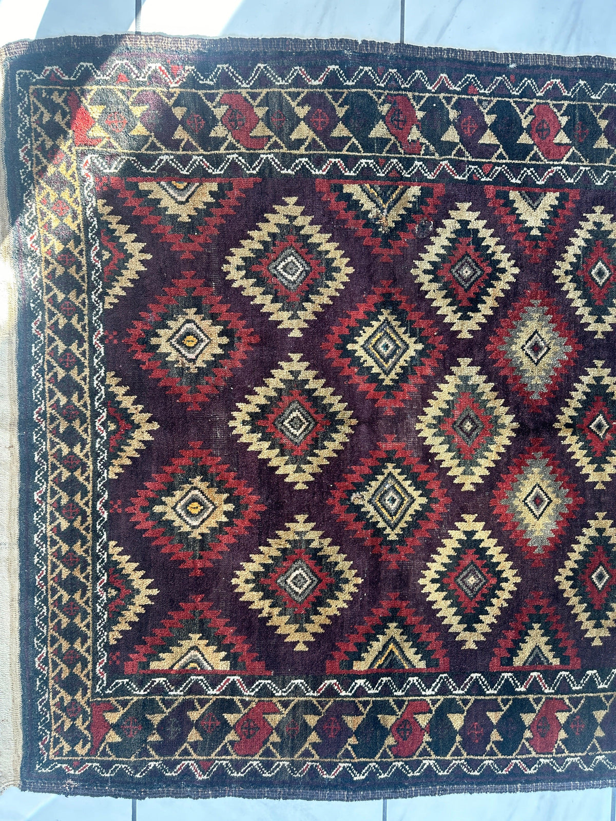 Antique Afghan Baluch Rug 4'5" x 8'6", Hand-Knotted Wool, c. 1900, view 10