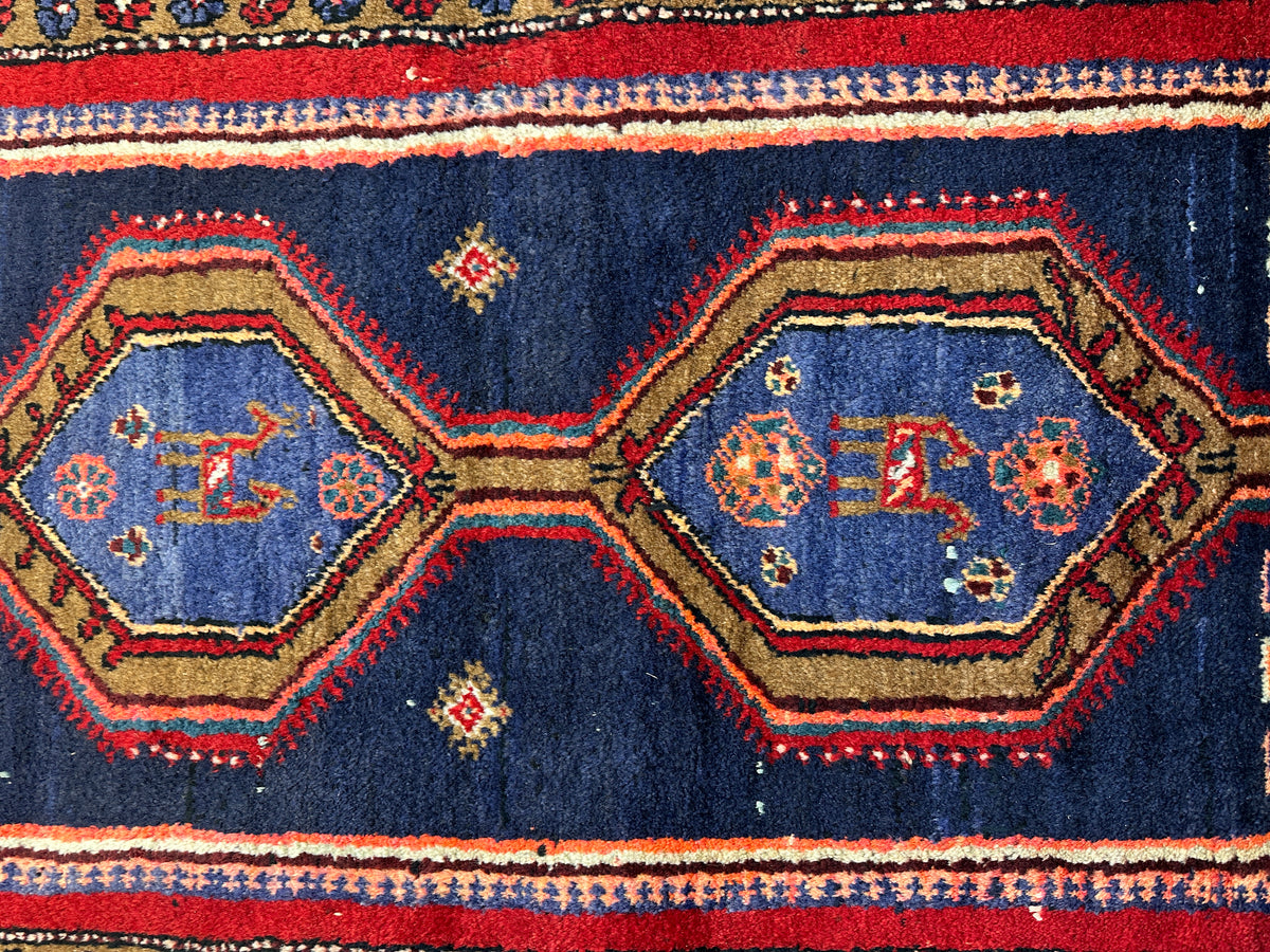 Persian Rug 5x10 size range tribal Red Navy laid flat