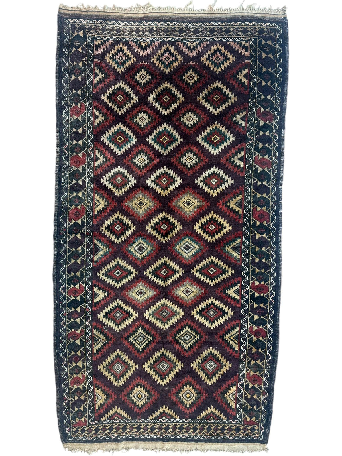 Antique Afghan Baluch Rug 4'5" x 8'6", Hand-Knotted Wool, c. 1900, view 2