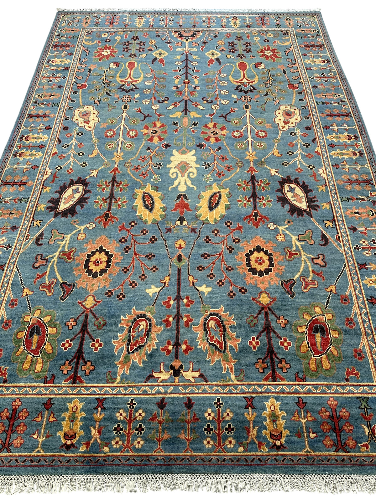 Afghan Kazak Rug 6'7" x 9'11", Hand-Knotted Wool, Tree of Life, view 3