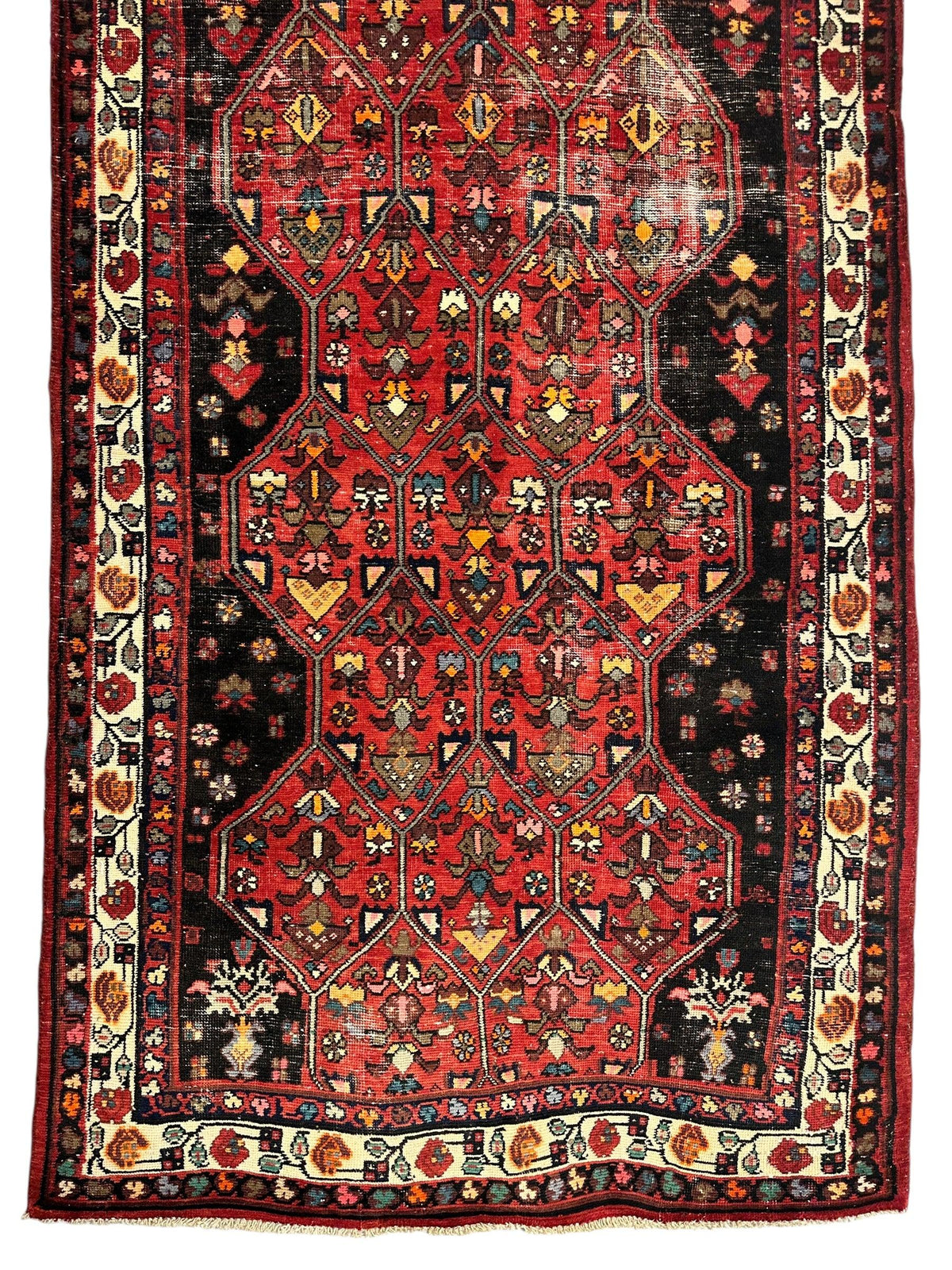 Vintage Persian Hamadan Runner 4'2" x 10'5", Hand-Knotted Wool, 1950s, view 6