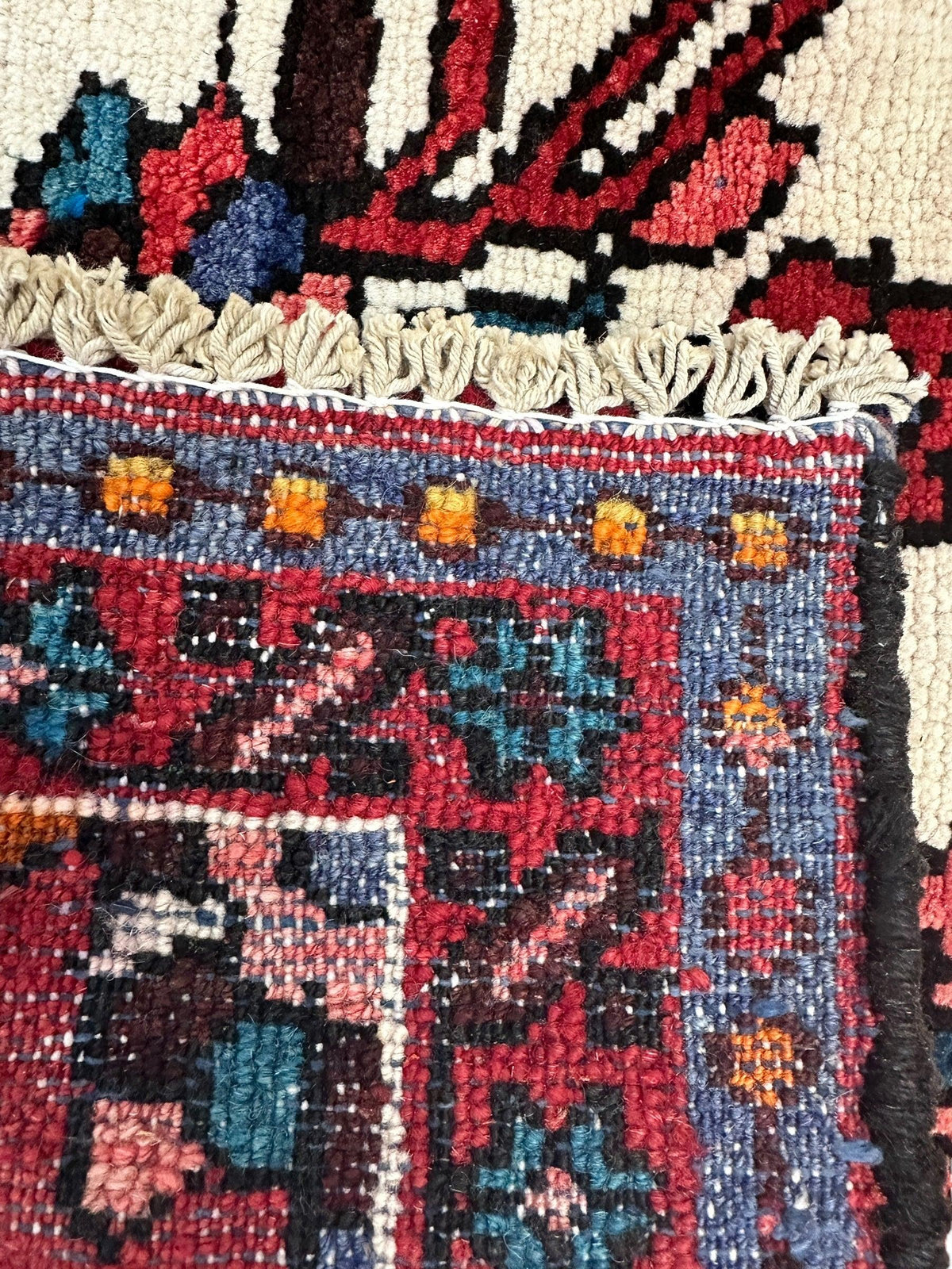 Vintage Persian Rug size size range heriz laid flat