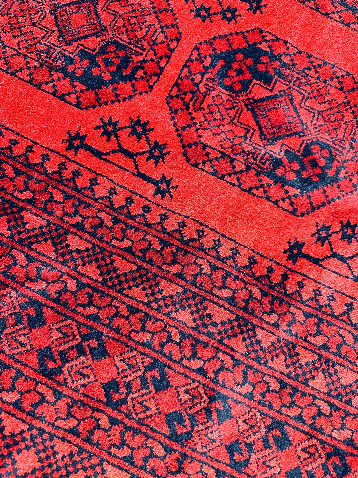 Afghan Ersari Rug 6'7" x 9'6", Hand-Knotted Wool, Red, view 4