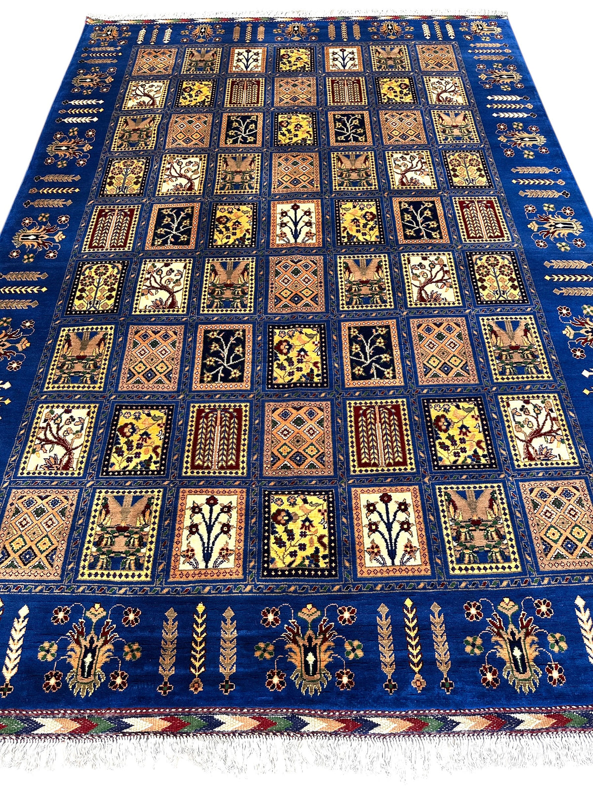 Afghan Bakhtiari Rug 6'9" x 9'8", Hand-Knotted Wool, Garden Design, view 2