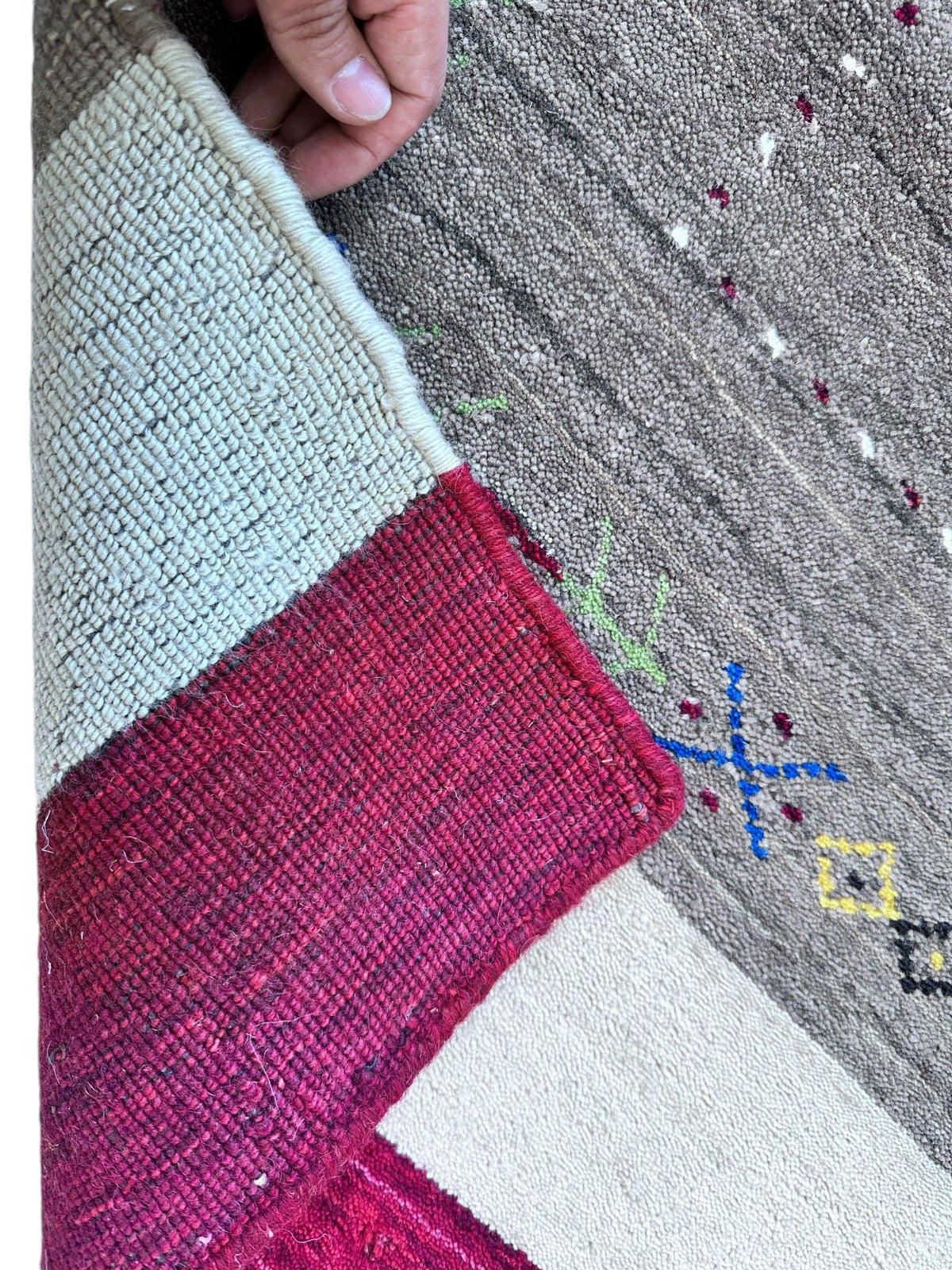 Indian Gabbeh Rug 3'1" x 4'8", Hand-Loomed Wool & Bamboo Silk, Blue, view 5