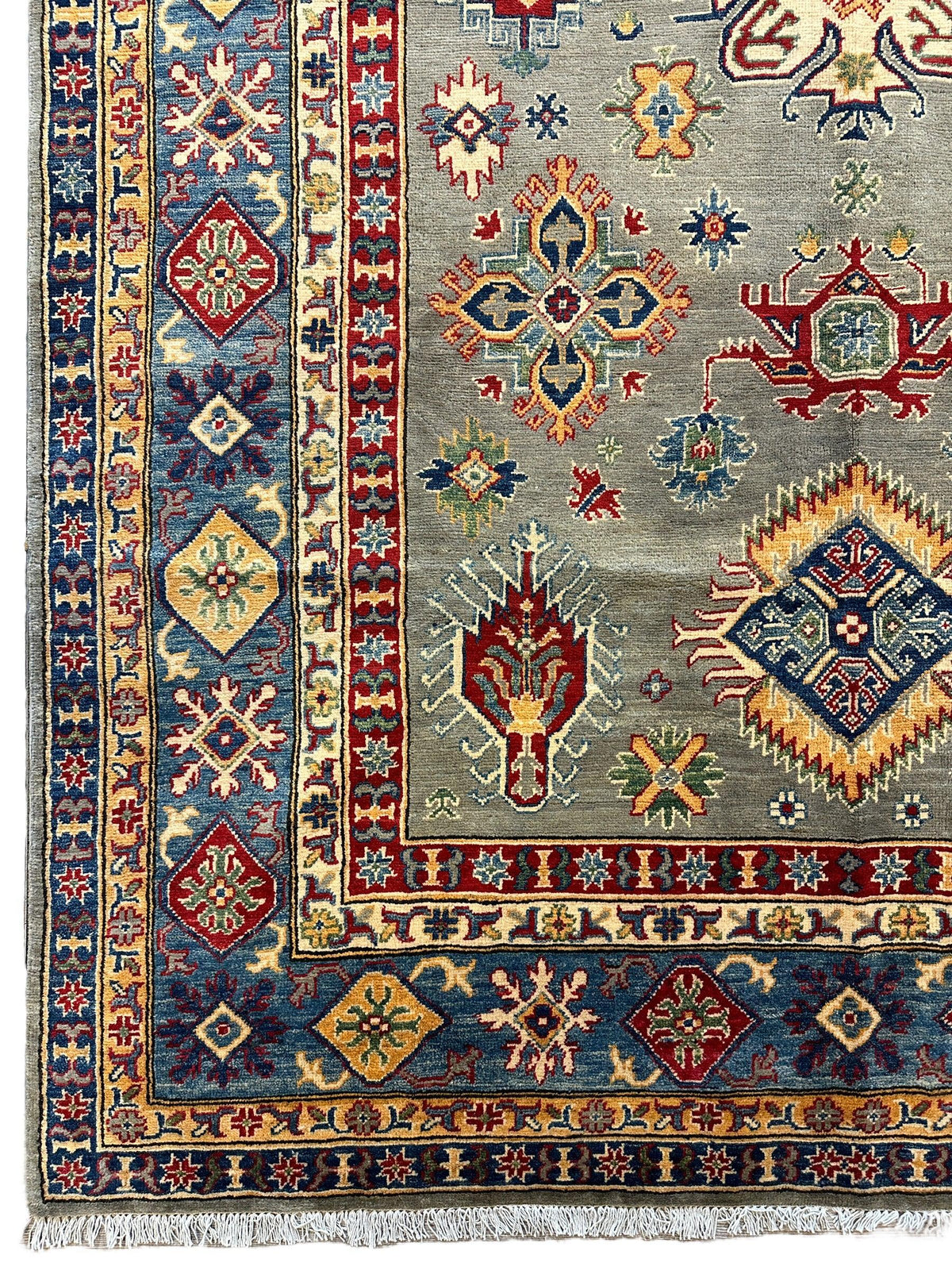 Fine Hand Knotted Afghani Super Kazak Rug 7 x 10, view 6