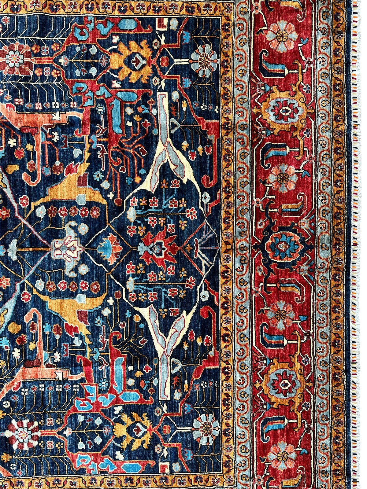 Afghan Bidjar Rug 9' x 12', Hand-Knotted Wool, Blue, Gold & Ivory, view 9