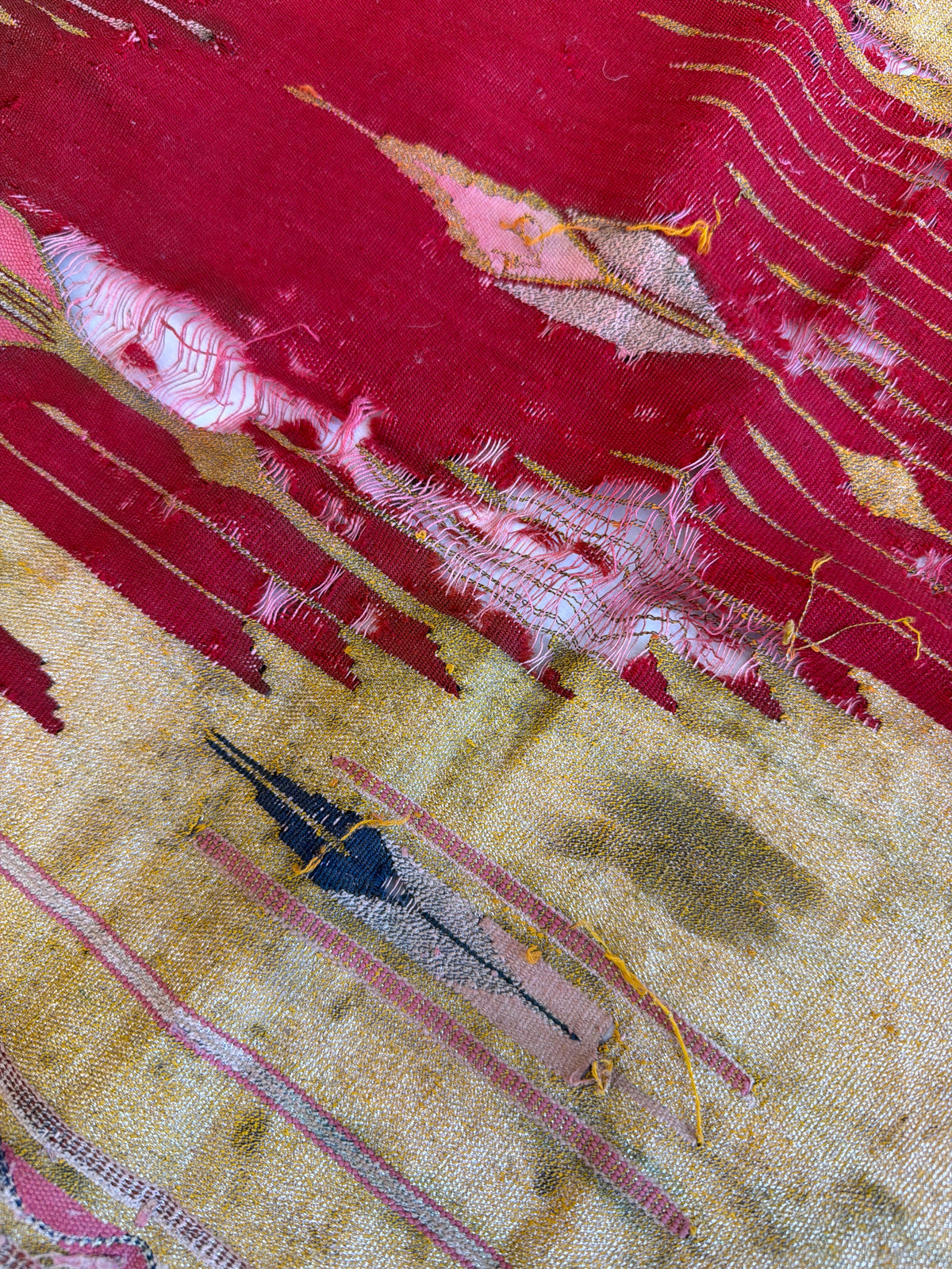 Antique 1850 Ottoman Silk Ceremonial Textile – Handwoven Anatolian Flatweave Panel, view 6